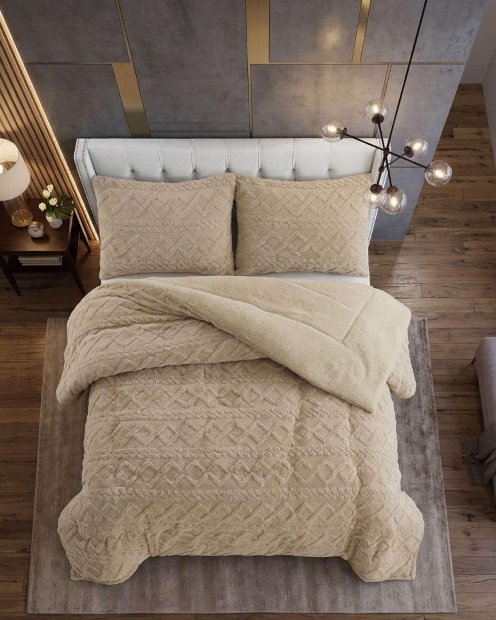 Juego de Cubrecama Sherpa con Relieve Trenzado  King A08-4