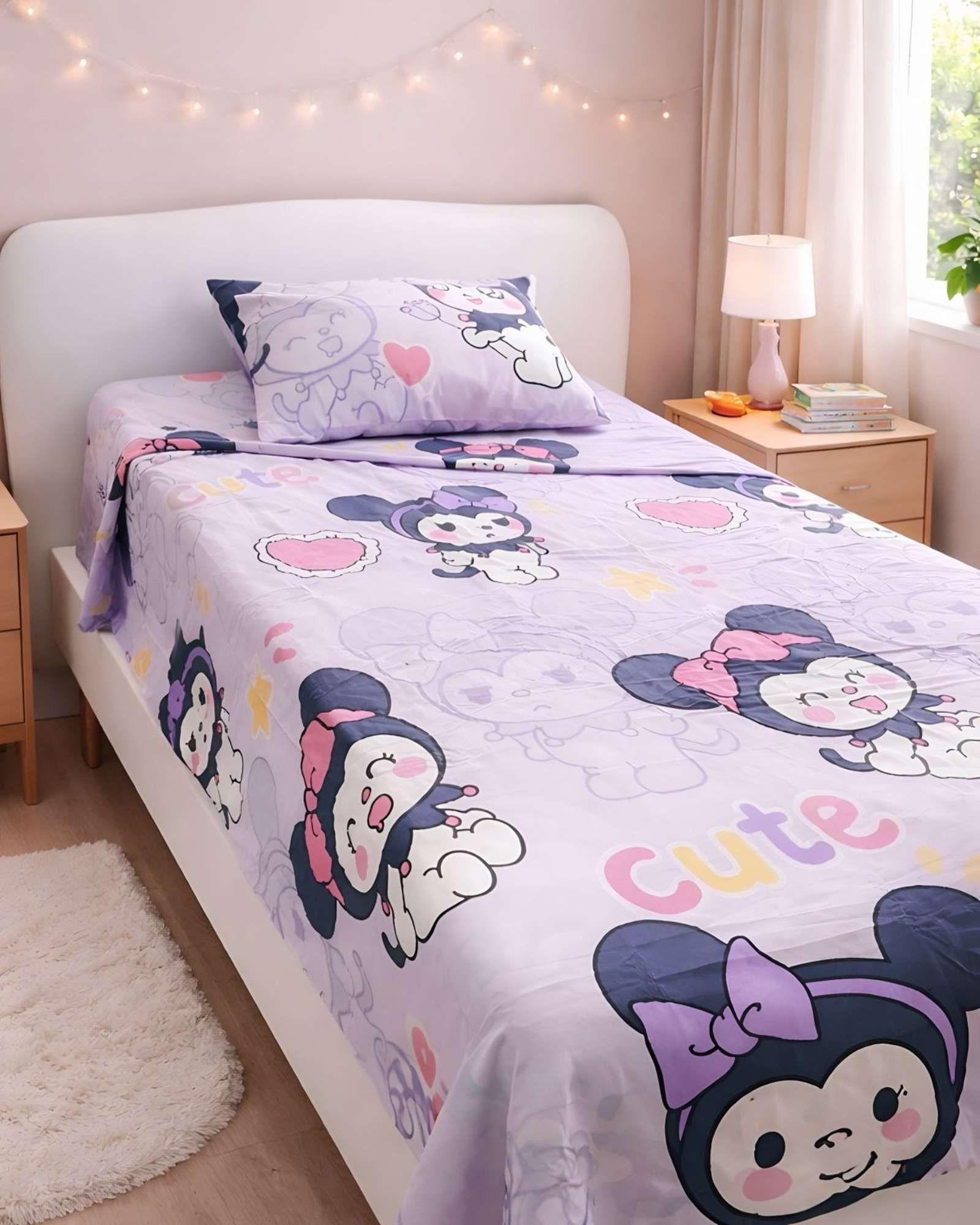 JUEGO DE SABANA DE NIÑA KUROMI PLAZA Y MEDIA 3 PCS-1