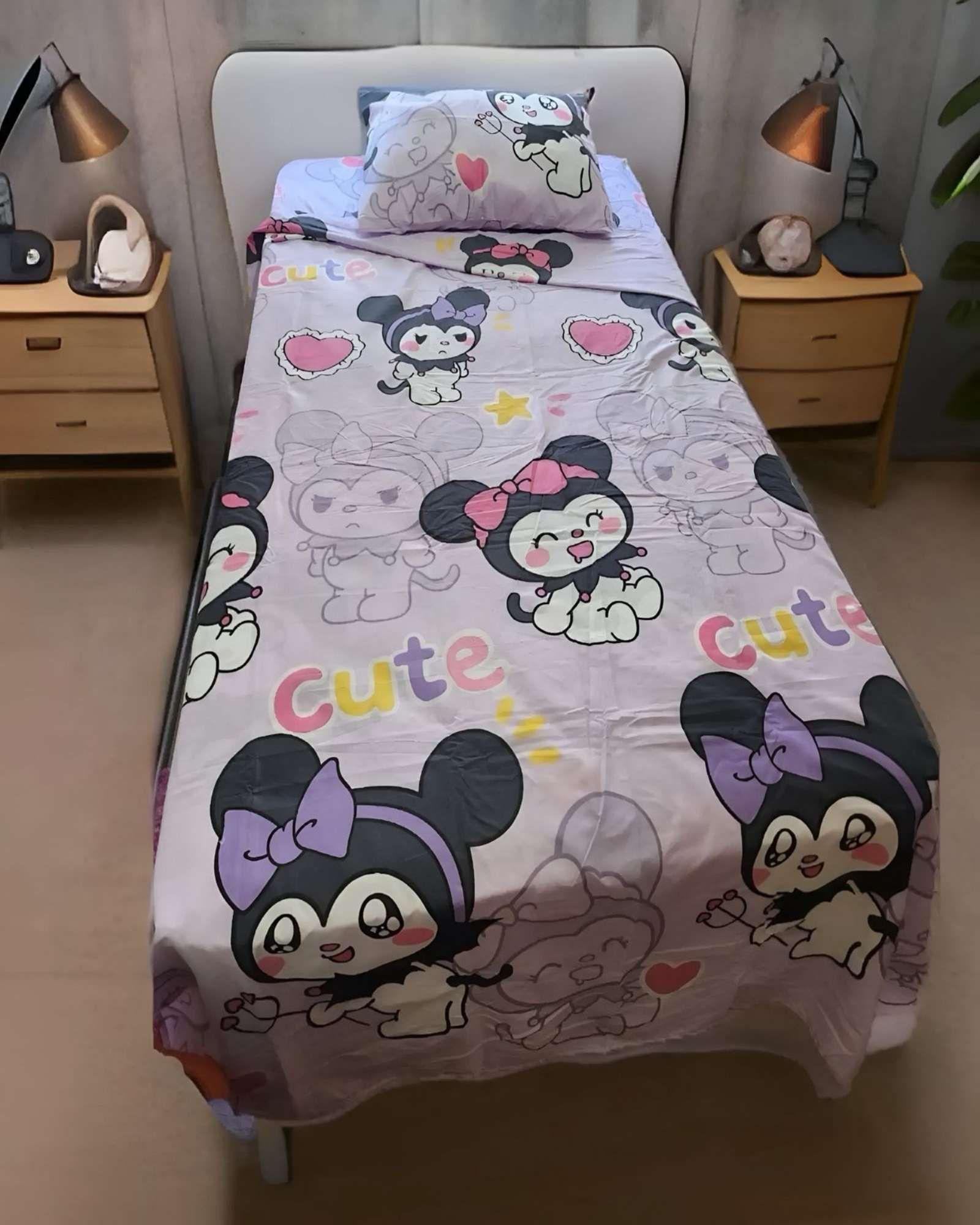 JUEGO DE SABANA DE NIÑA KUROMI PLAZA Y MEDIA 3 PCS-2