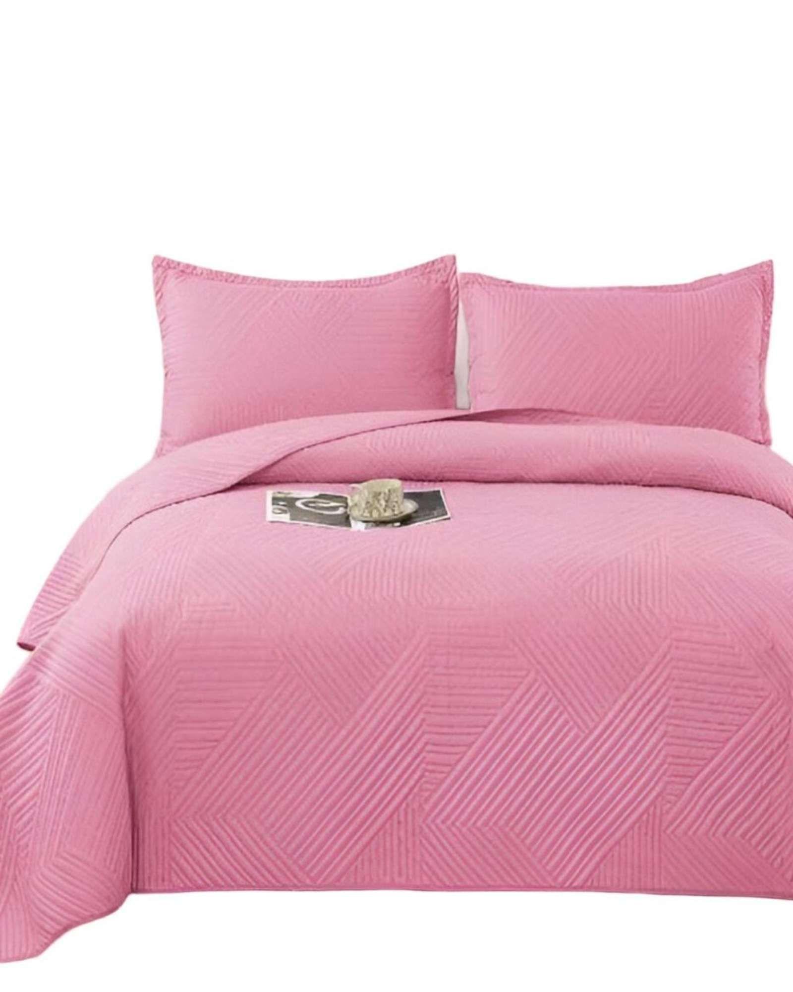 COBERTOR DE LUJO QUILT VERANO KING - SUPER KING ROSADO-3