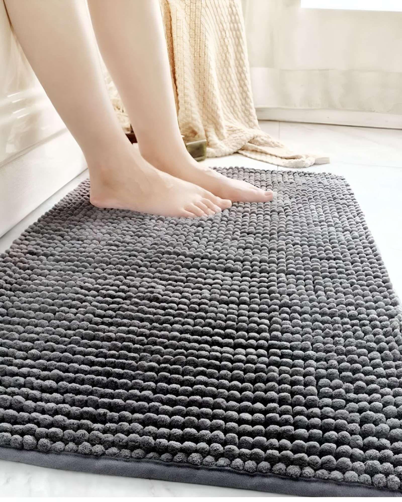 ALFOMBRA FELPA DE BAÑO  DELGADA GRAFITO 40X60 cm-2