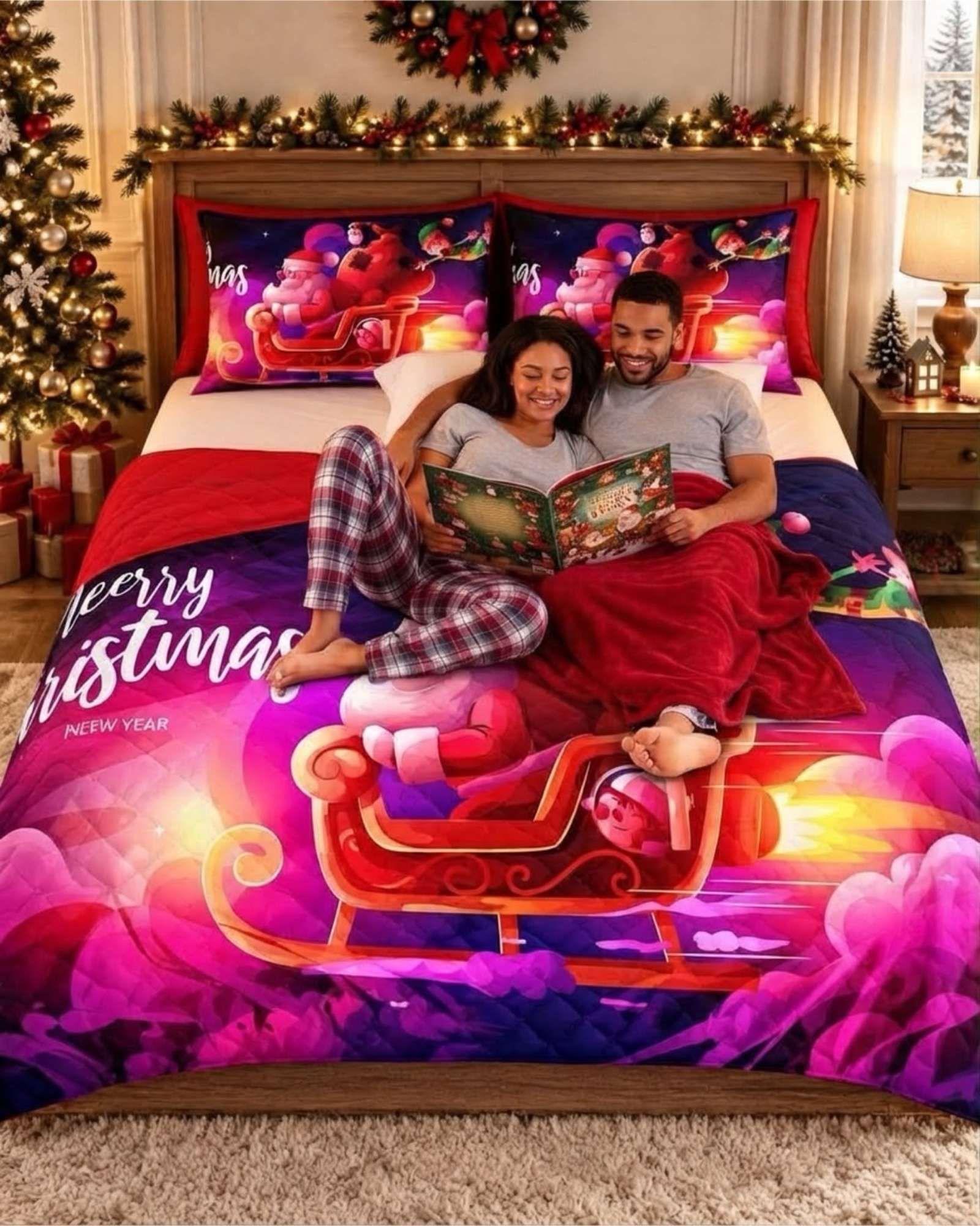 Cubrecama Quilt Navideño 2 Plazas con Diseño  A7-4