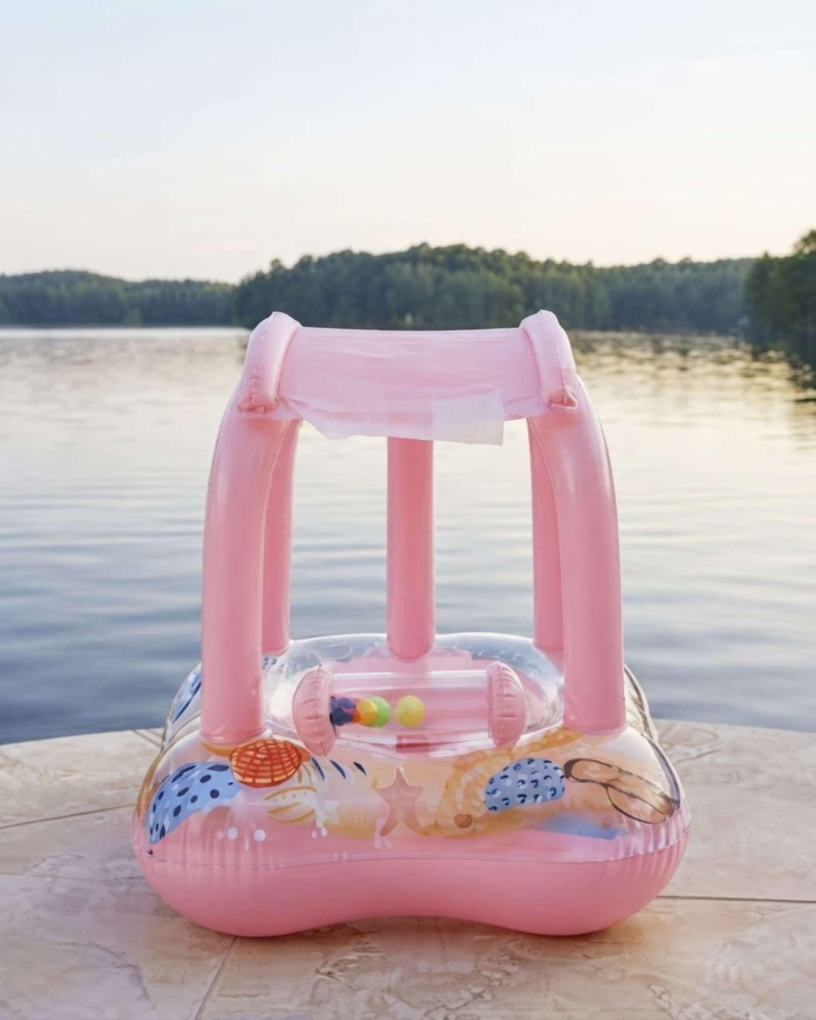 Flotador Bebé Con Techo Parasol y Asiento Piscina8-1
