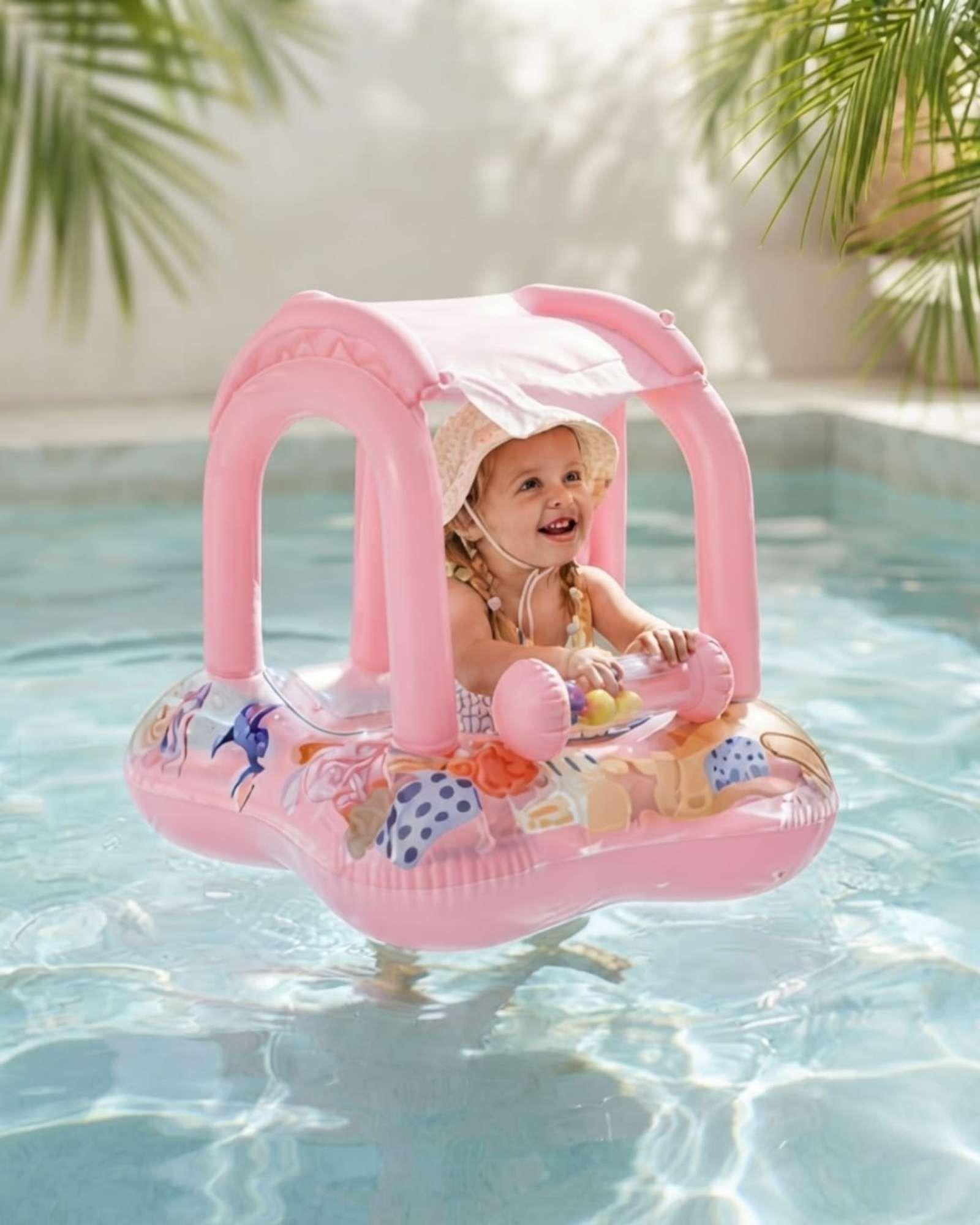 Flotador Bebé Con Techo Parasol y Asiento Piscina8-3