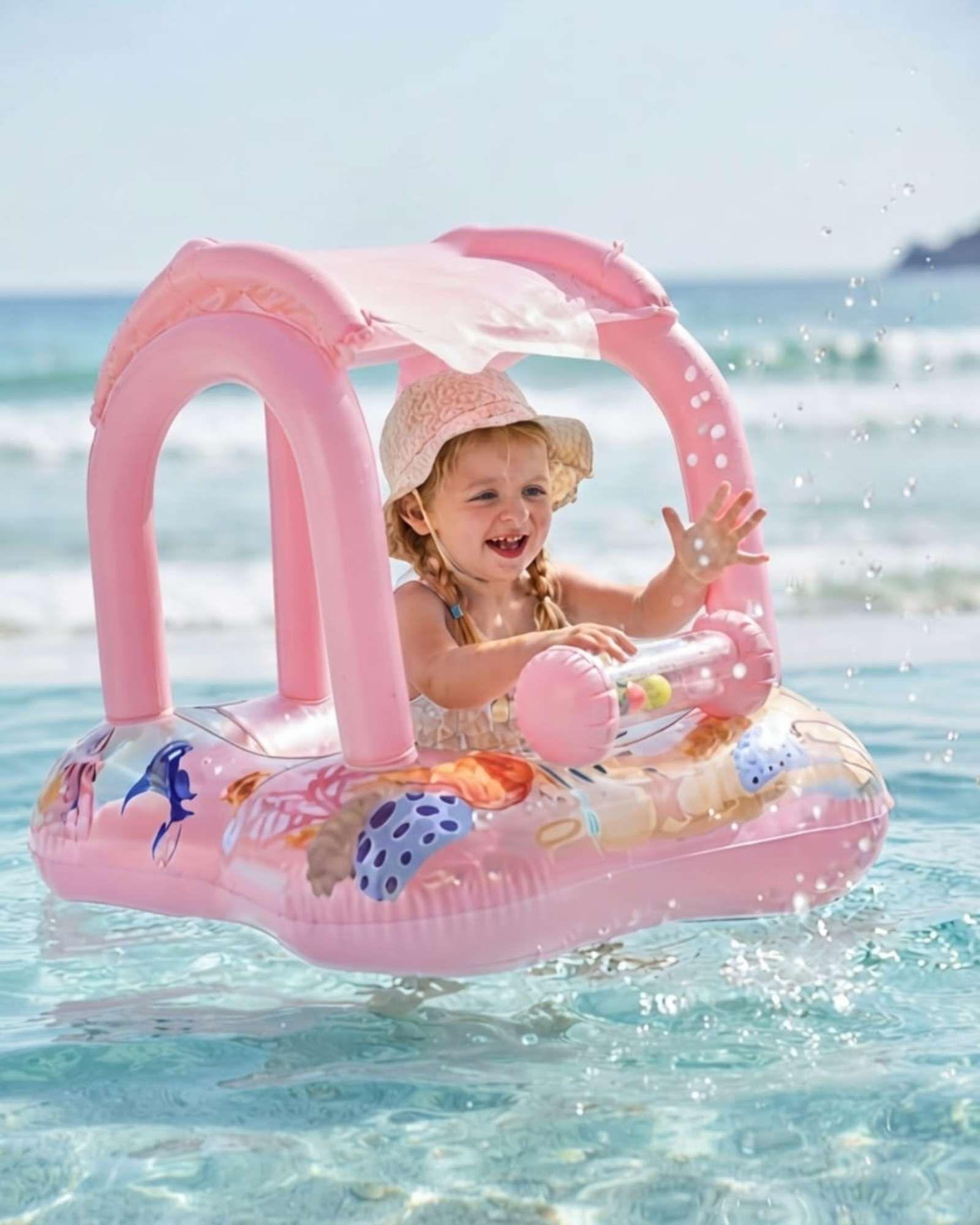 Flotador Bebé Con Techo Parasol y Asiento Piscina8-4