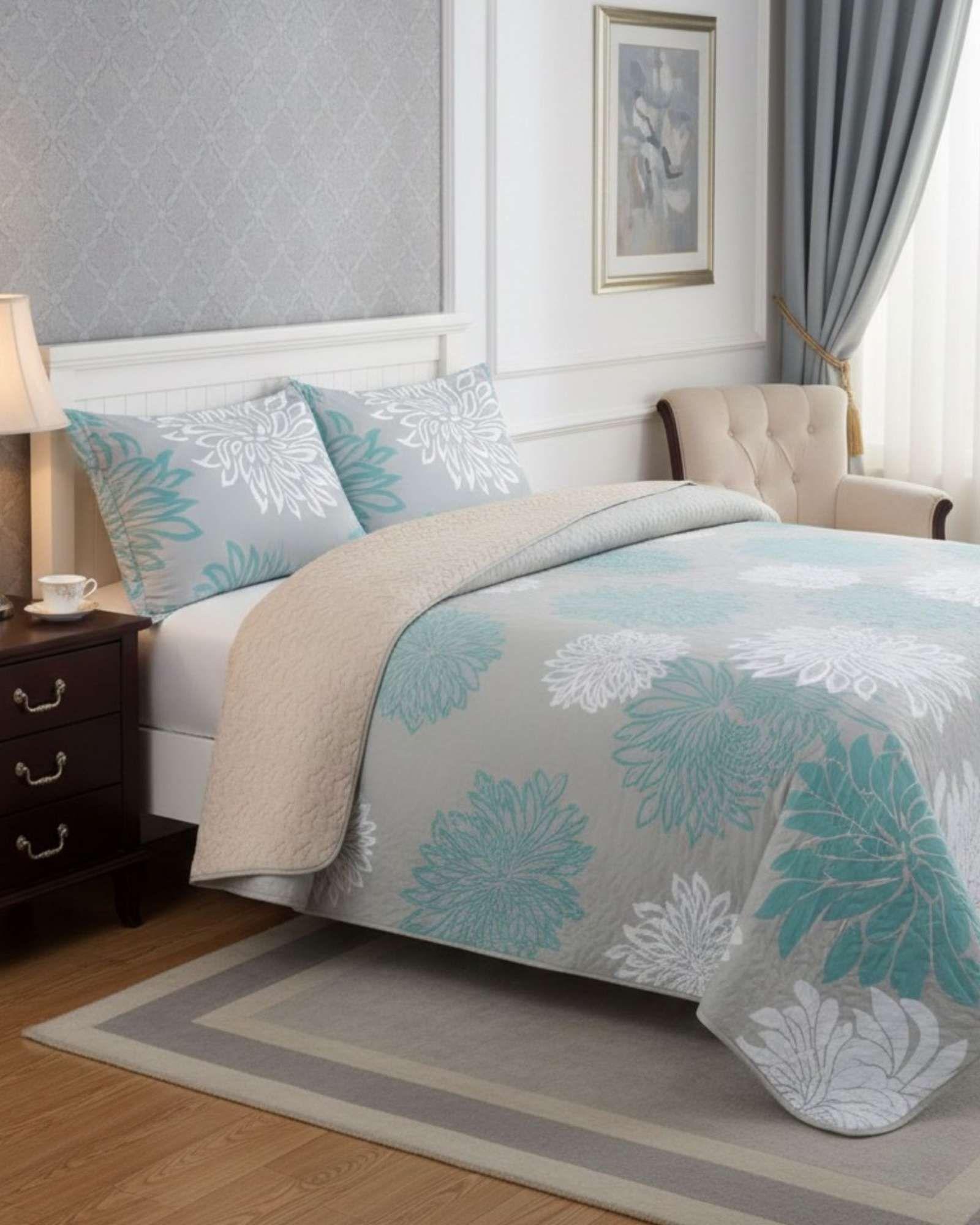 COBERTOR COLCHA QUILT SHERPA KING MEDIDA 250X270 CM C05-2