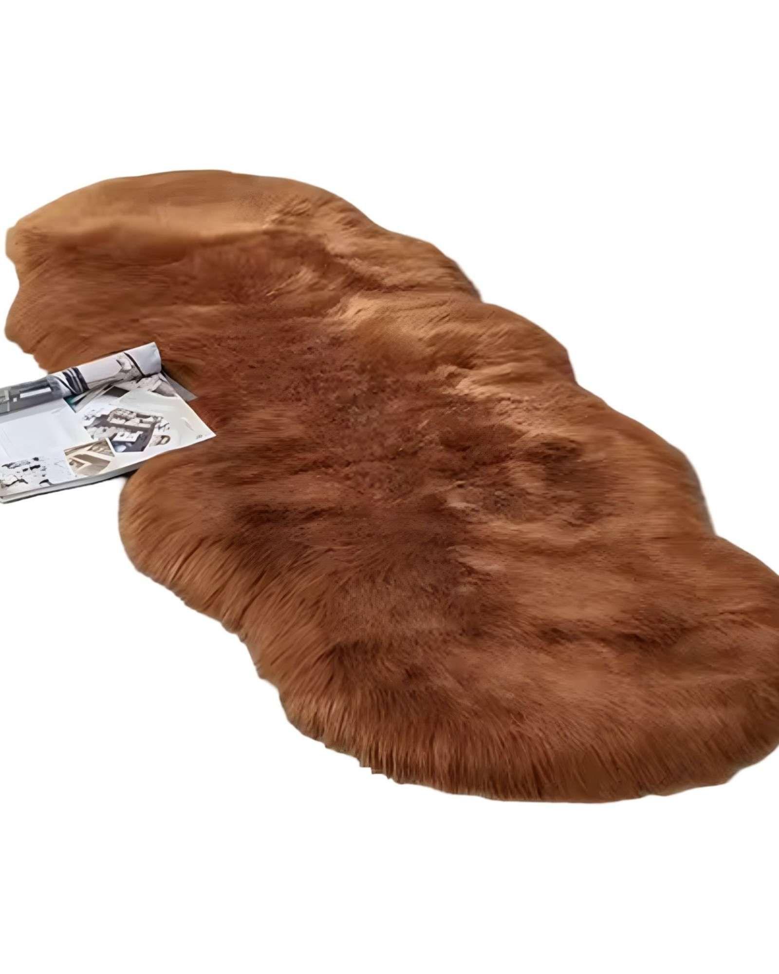 ALFOMBRAS DECORATIVAS IMITACION PIEL DE  CONEJO CAFÉ-0