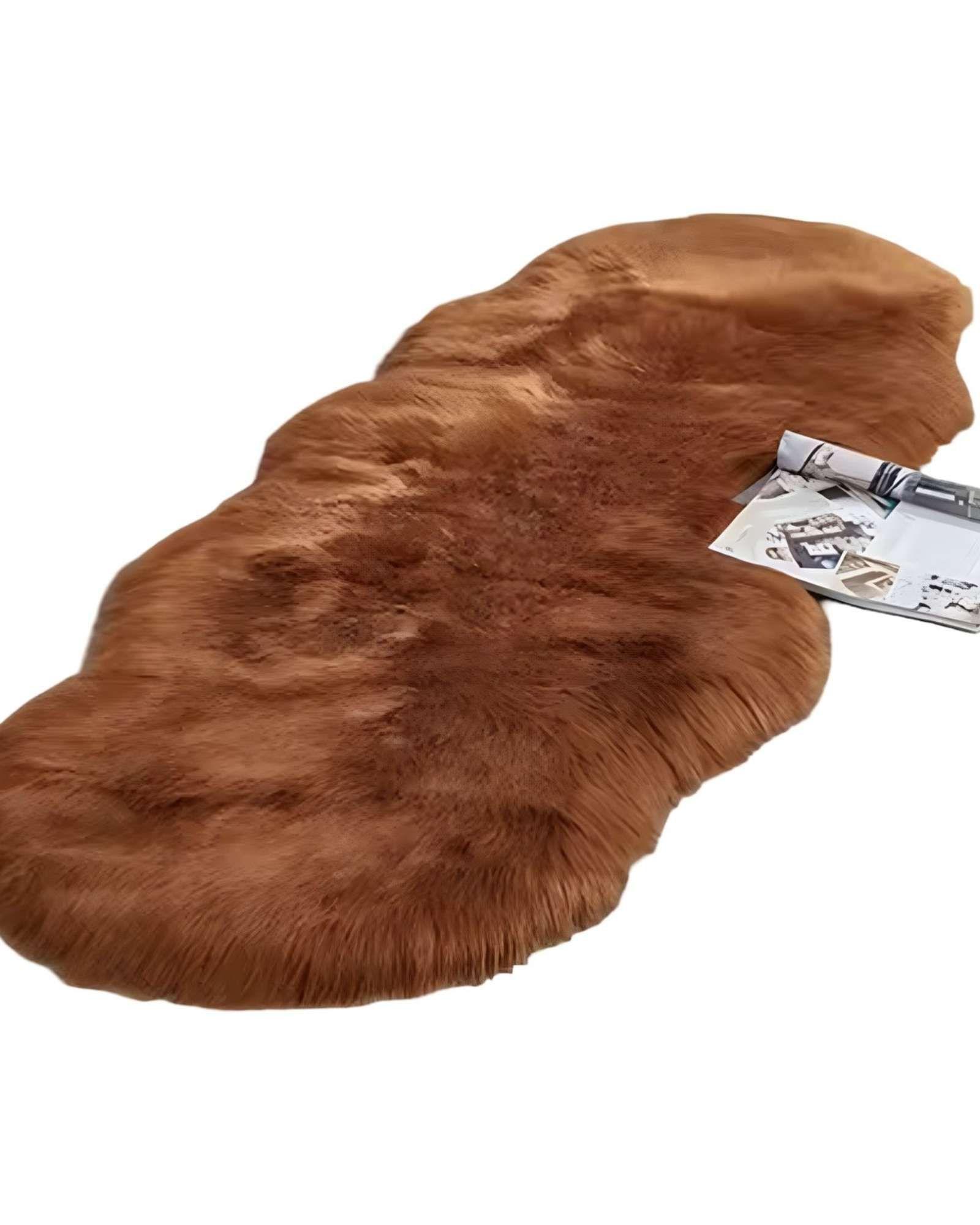 ALFOMBRAS DECORATIVAS IMITACION PIEL DE  CONEJO CAFÉ-1