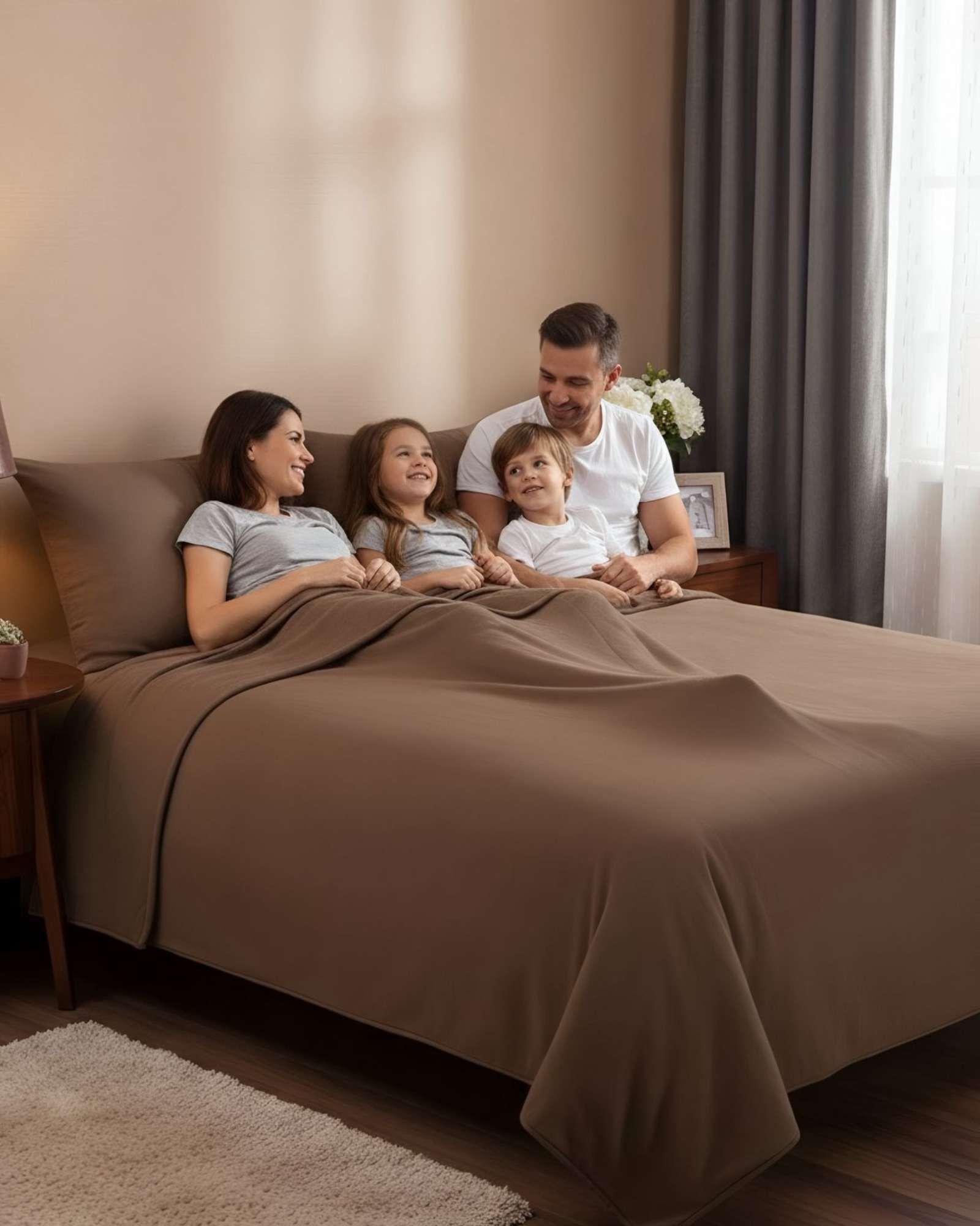 Juego de Sábana de Polar  Máxima Calidez Marron 2 plazas-4