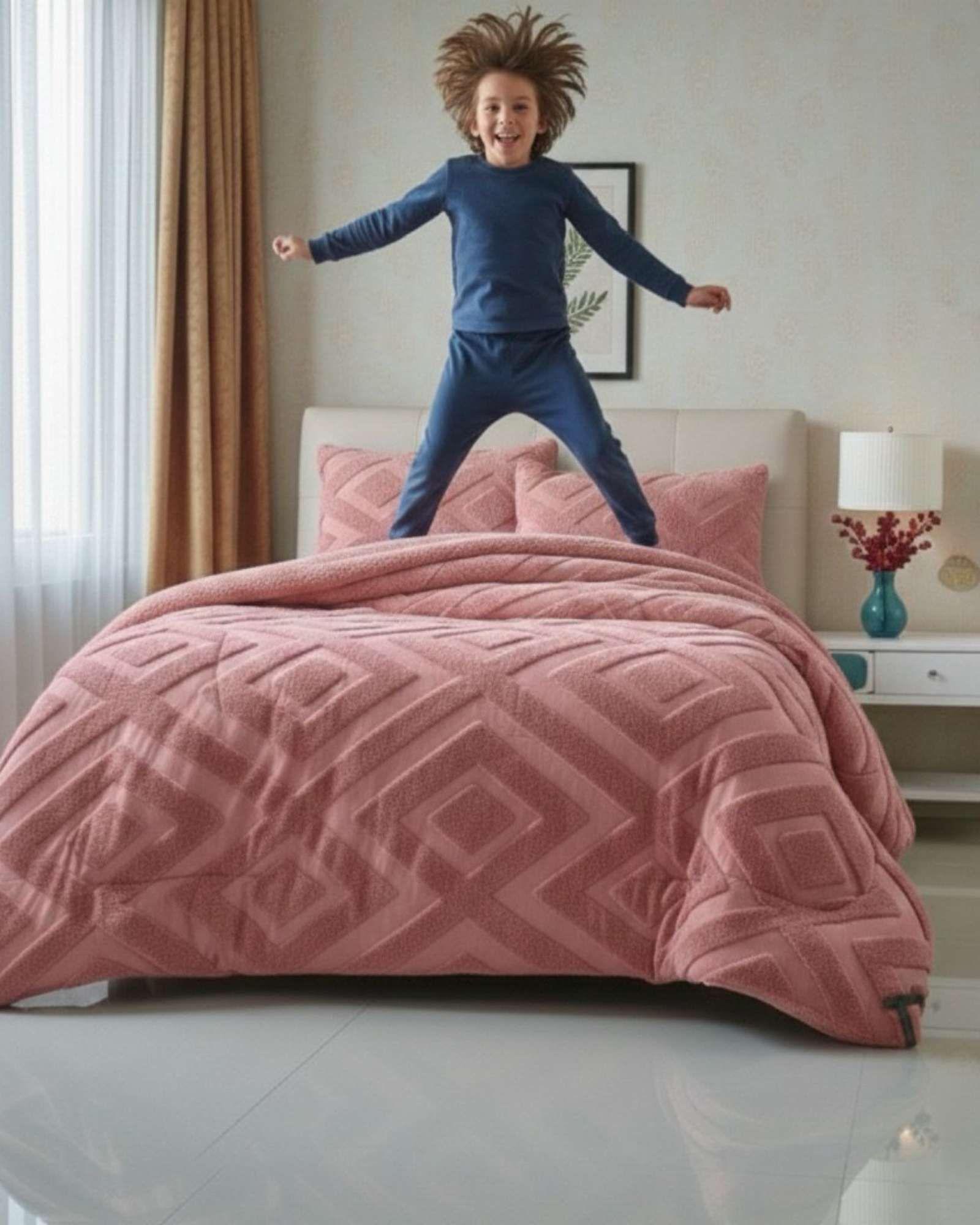 Cubrecama Chiporro Diseño Geometrico Suave y Abrigador Plaza y Media-4