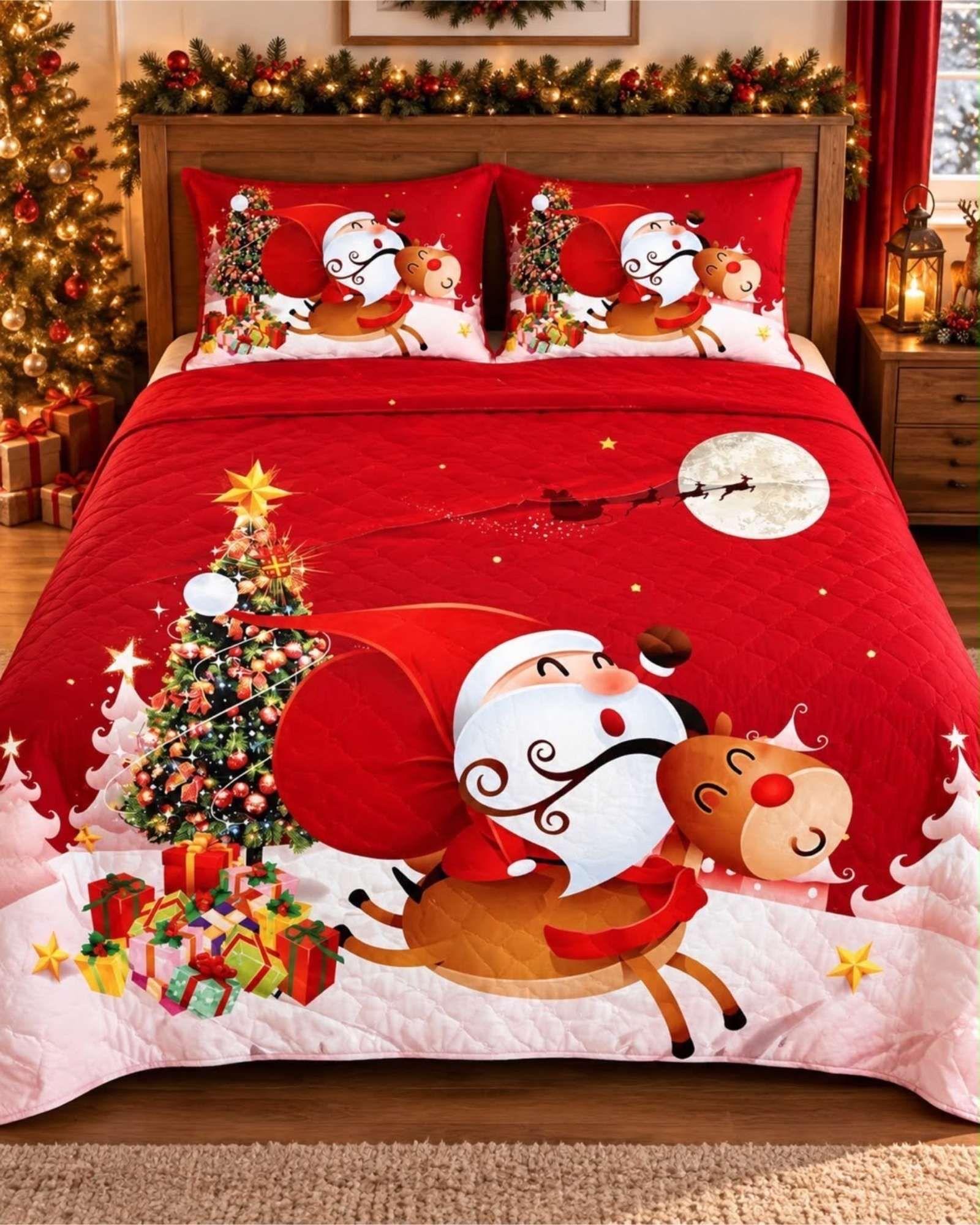 Cubrecama Quilt Navideño 2 Plazas con Diseño  A4-4