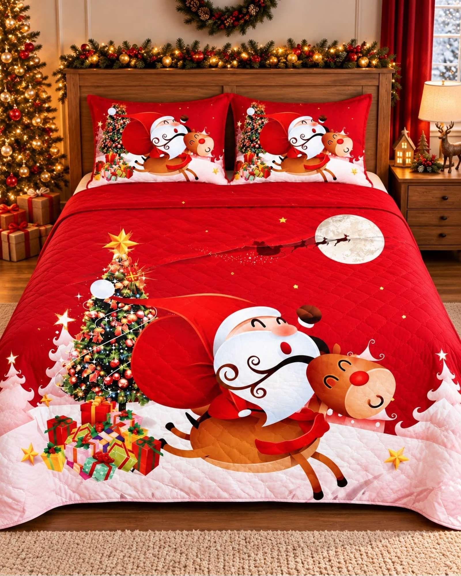 Cubrecama Quilt Navideño 2 Plazas con Diseño  A4-1