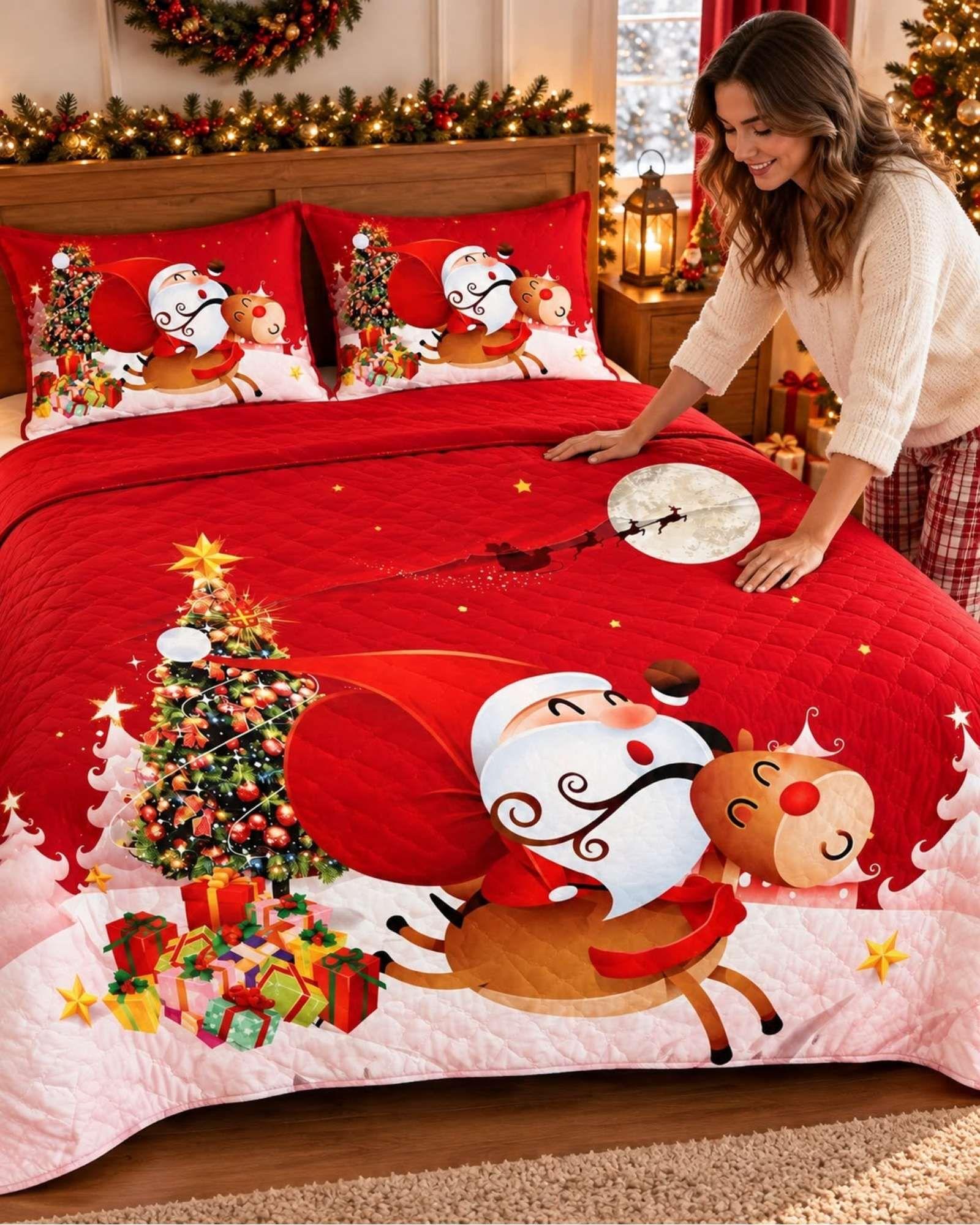 Cubrecama Quilt Navideño 2 Plazas con Diseño  A4-2