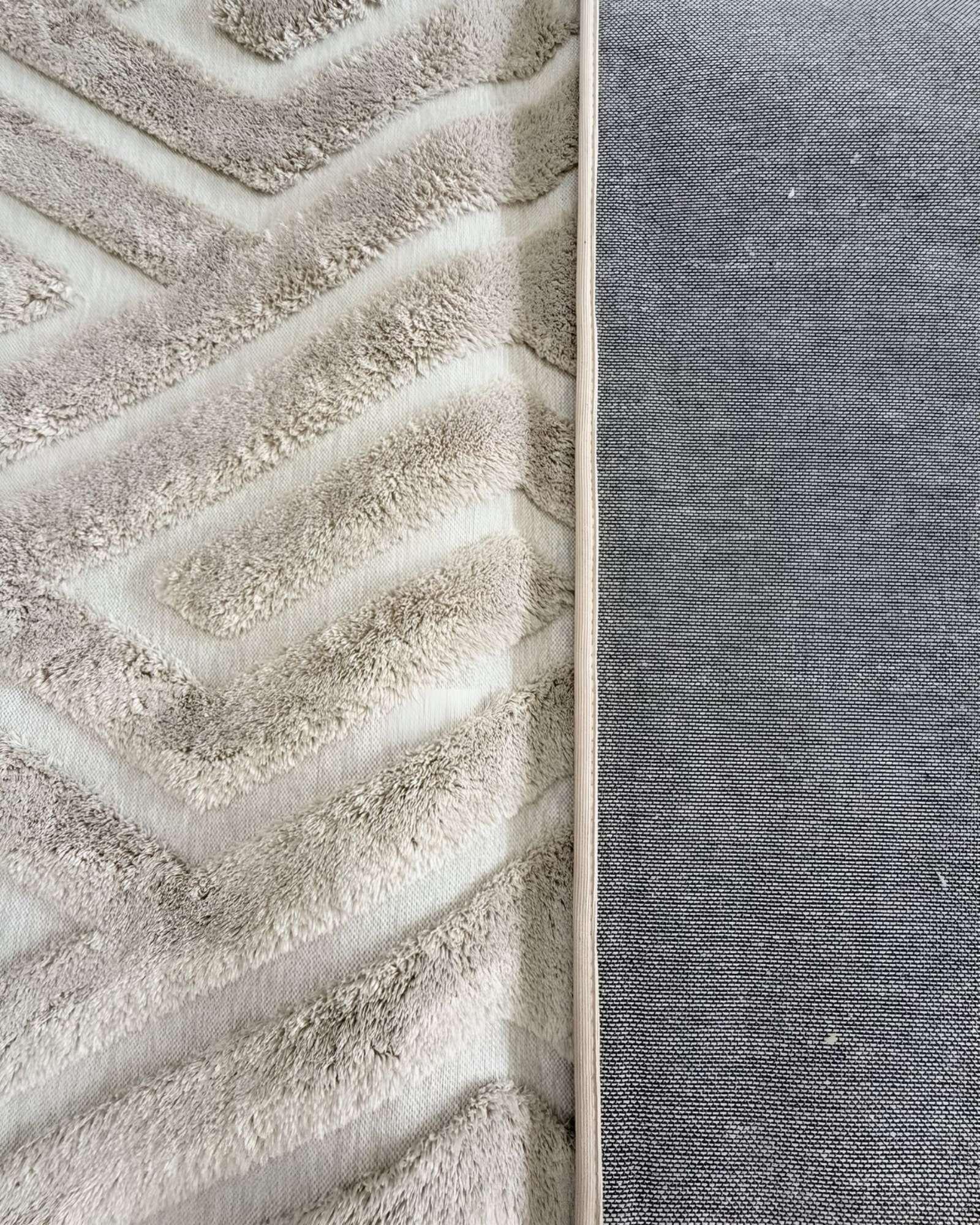 ALFOMBRA DECORATIVA DISEÑO ELEGANTE 160X200CM BEIGE CLARO-2