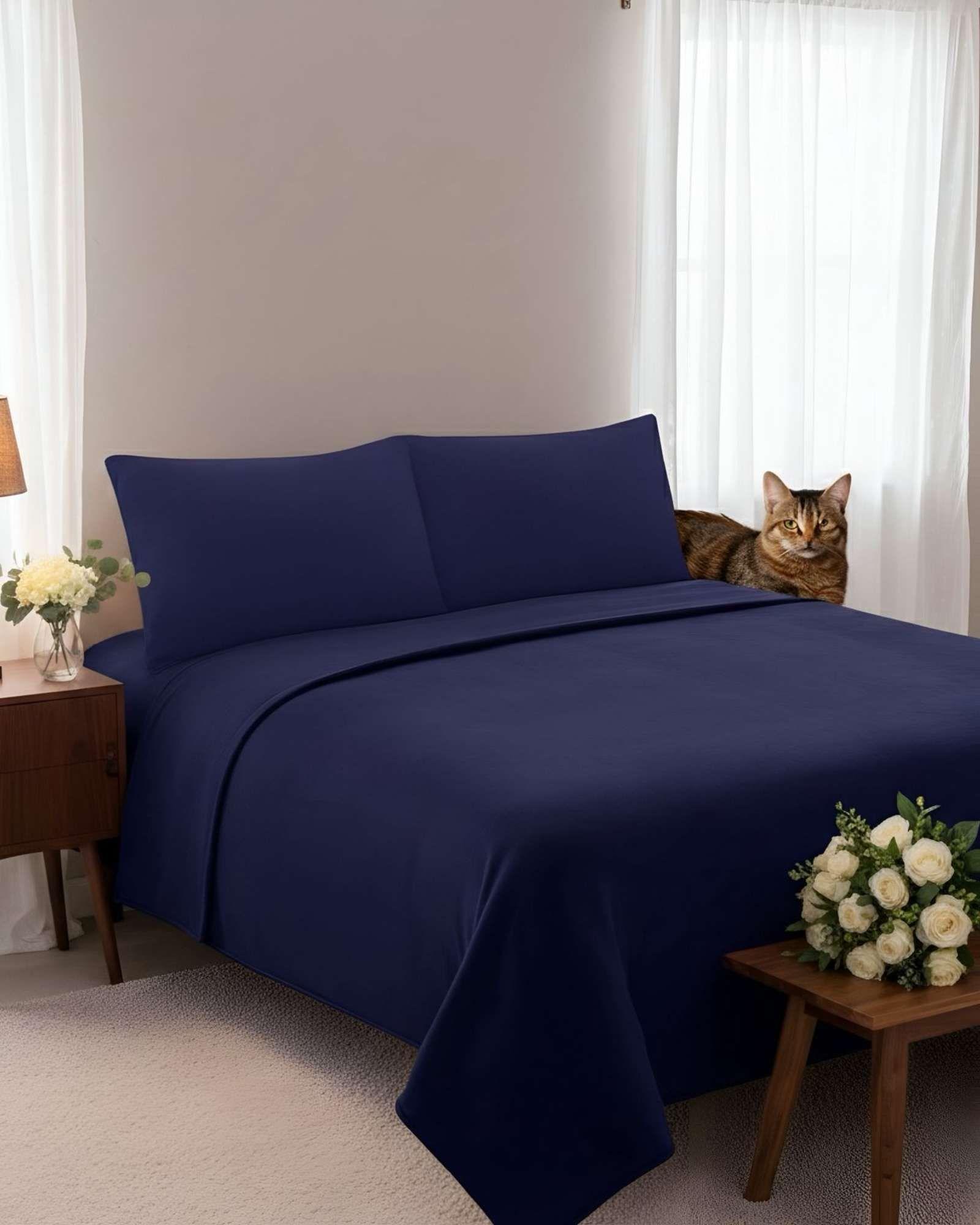 Juego de Sábana de Polar  Máxima Calidez Negra 2 plazas-4