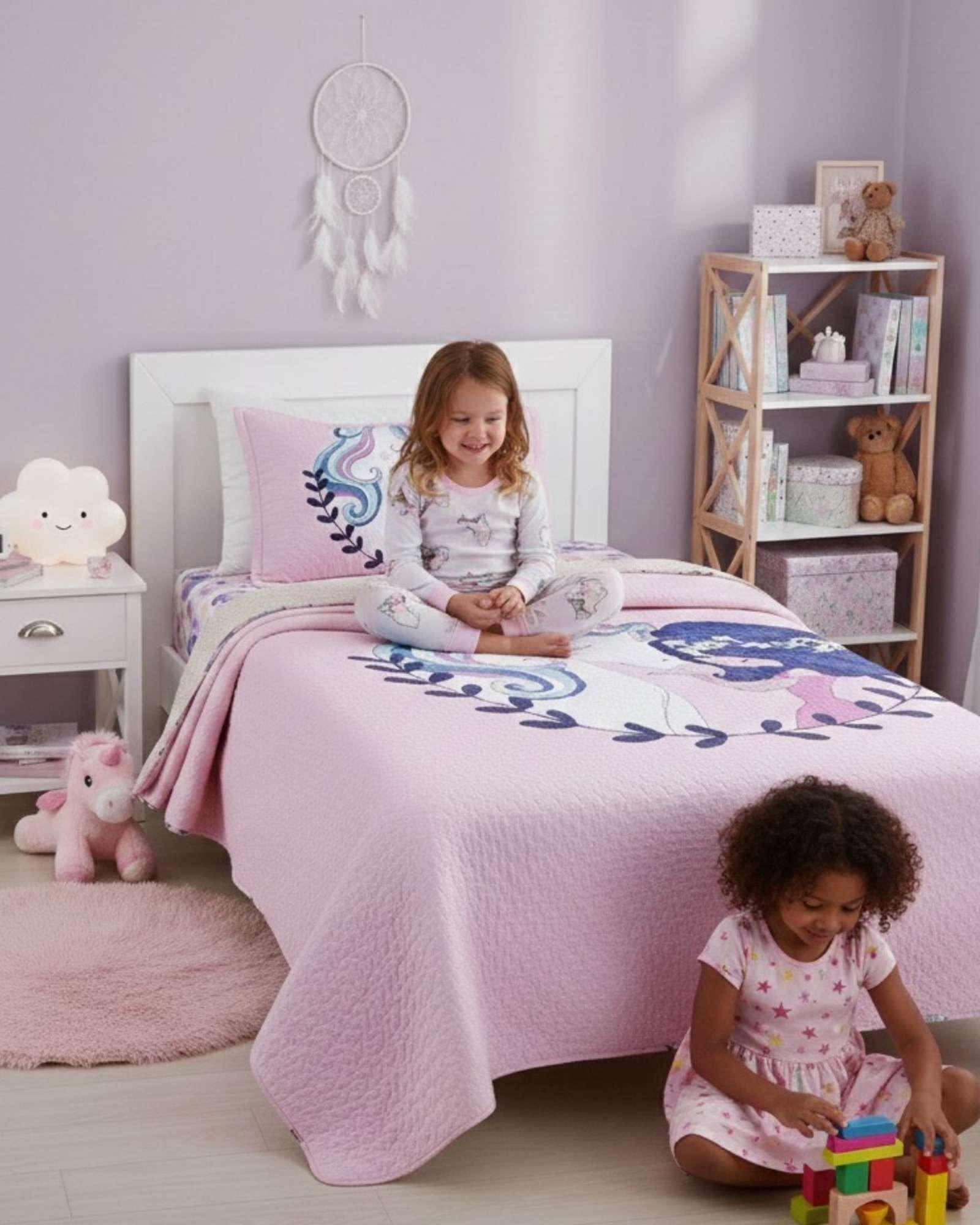 PACK CUBRECAMA SHERPA MAS SABANA DE POLAR PLAZA Y MEDIA UNICORNIO-2