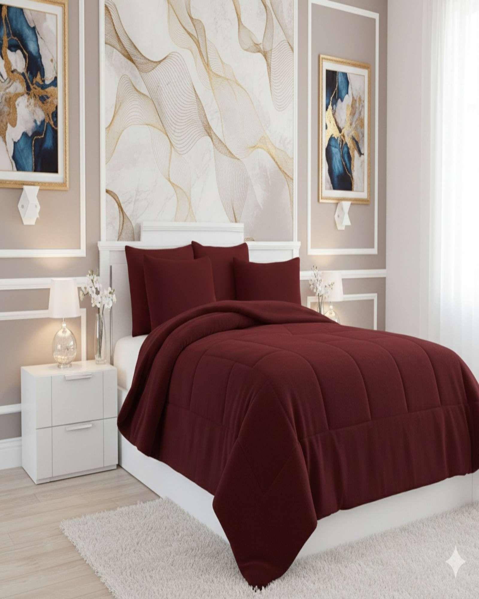 Cubrecama Plush con  Chiporro de Invierno 2 Plazas burdeo-4