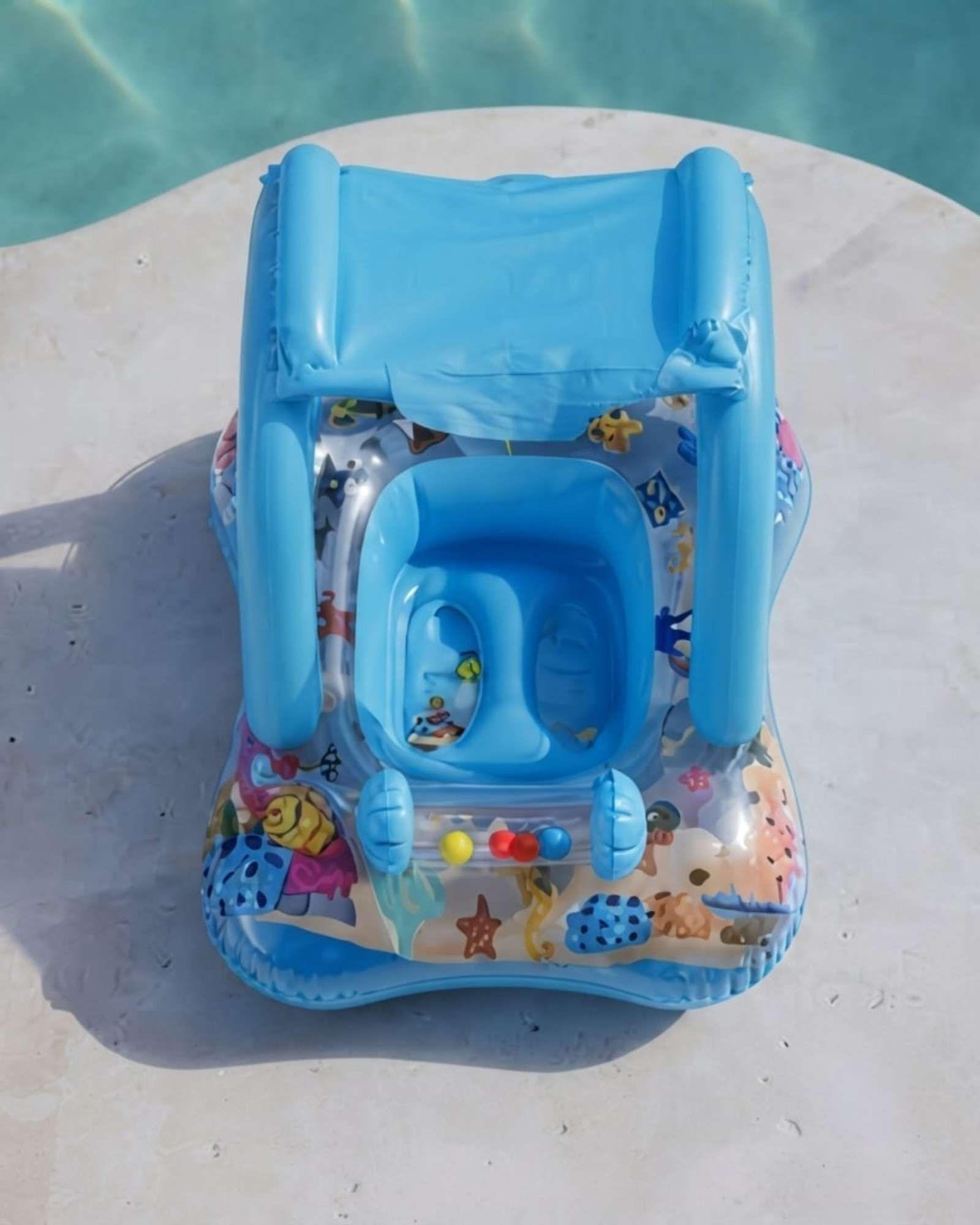 Flotador Bebé Con Techo Parasol y Asiento Piscina9-1