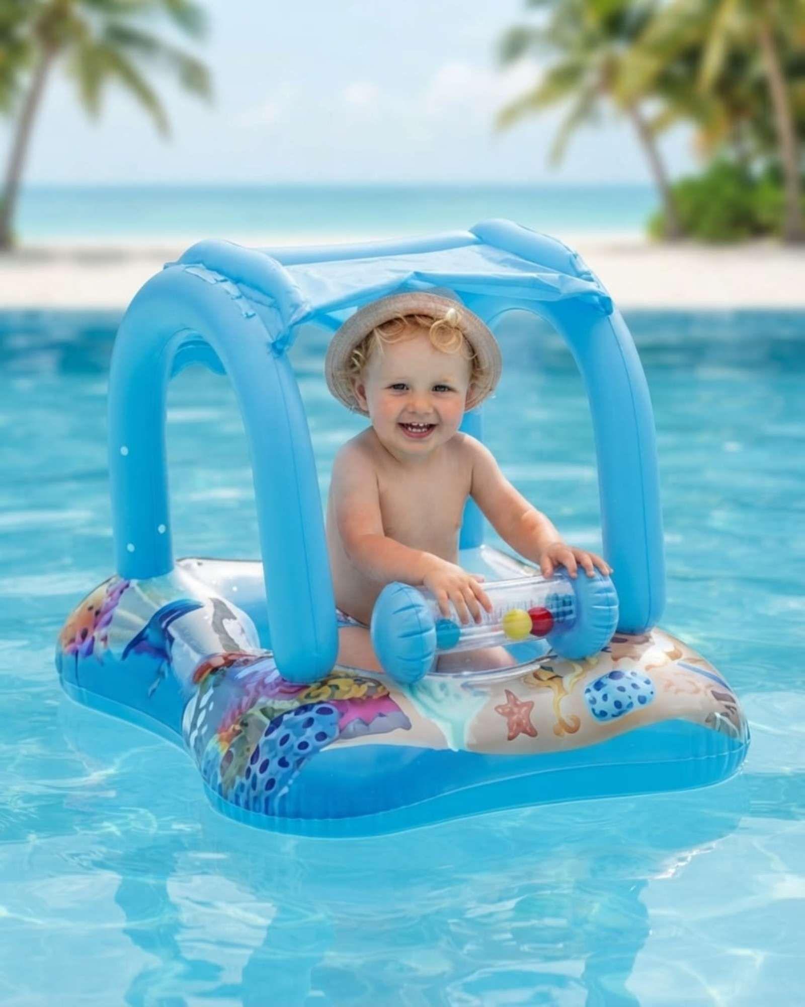 Flotador Bebé Con Techo Parasol y Asiento Piscina9-2