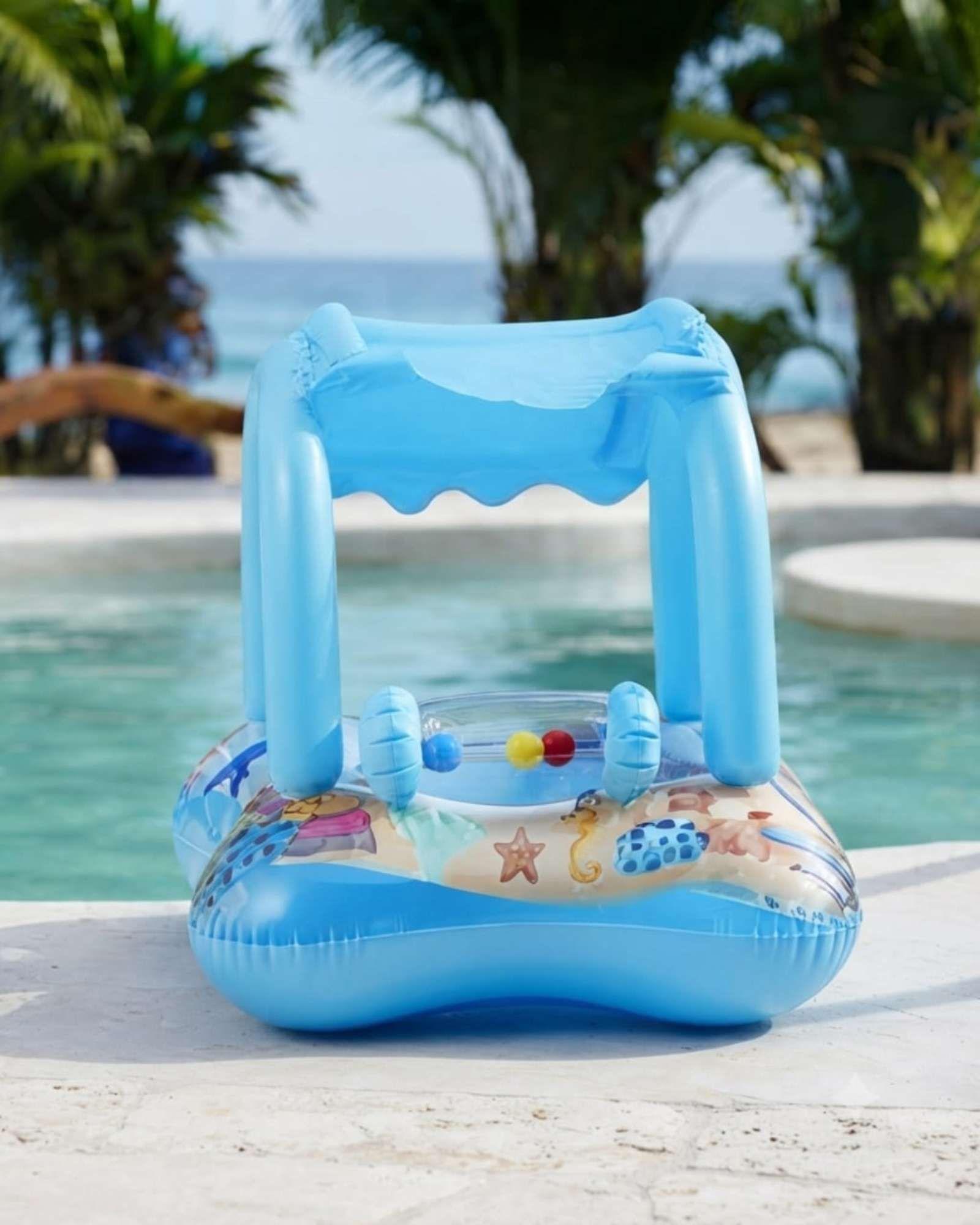 Flotador Bebé Con Techo Parasol y Asiento Piscina9-3