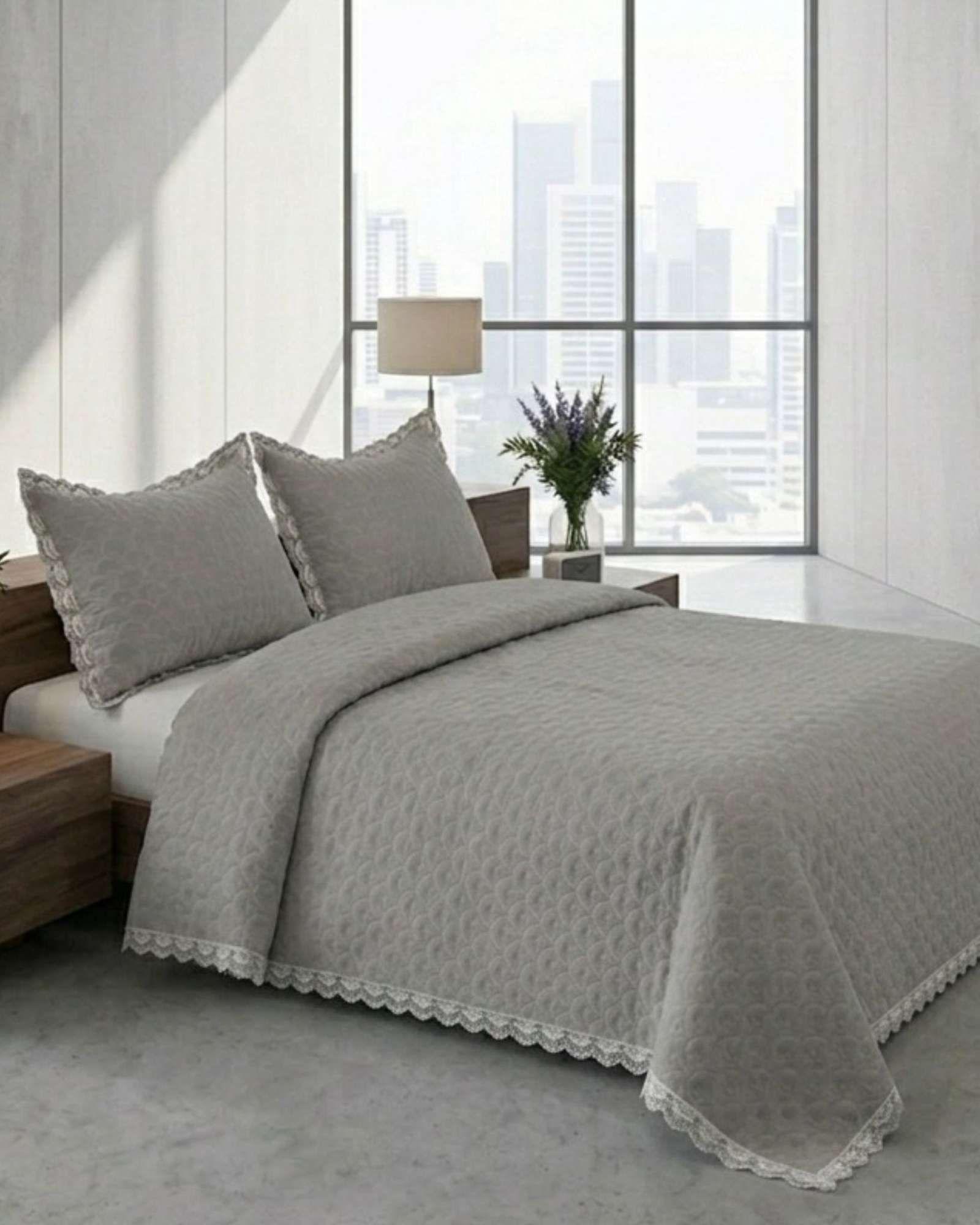 Cubrecama Quilt Diseño Escamas 2 Plazas + Fundas05-2