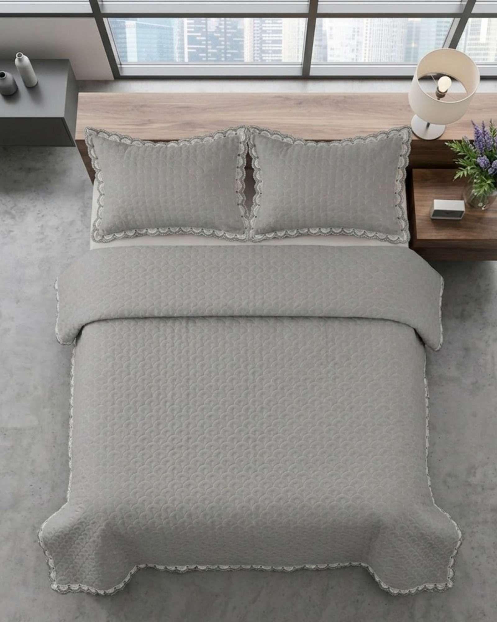 Cubrecama Quilt Diseño Escamas 2 Plazas + Fundas05-3