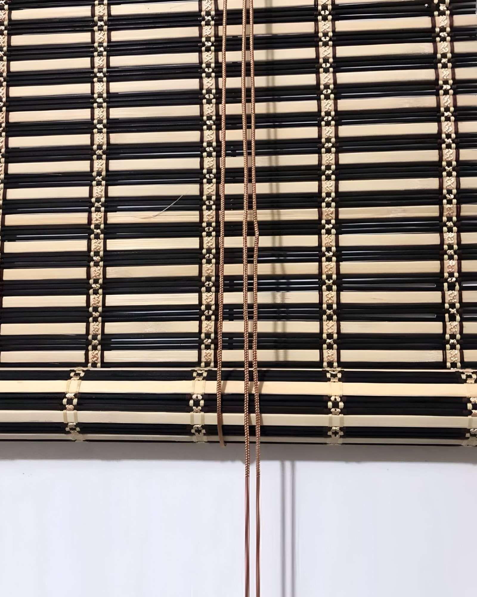 PACK DE 2 CORTINAS PERSIANA BAMBU 90X180 ESTERILLA ENROLLABLE NEGRO / BEIGE-1