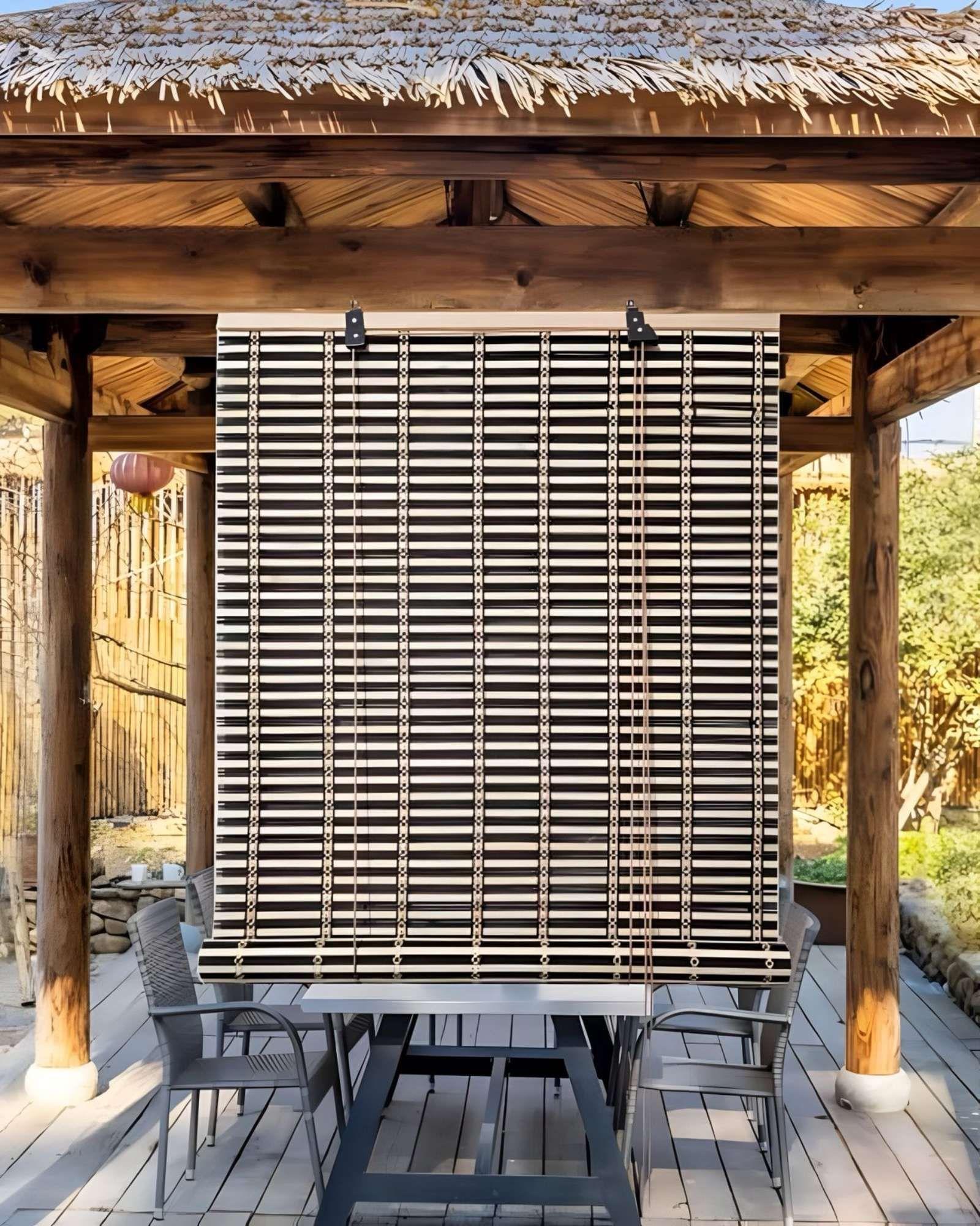 PACK DE 2 CORTINAS PERSIANA BAMBU 90X180 ESTERILLA ENROLLABLE NEGRO / BEIGE-3