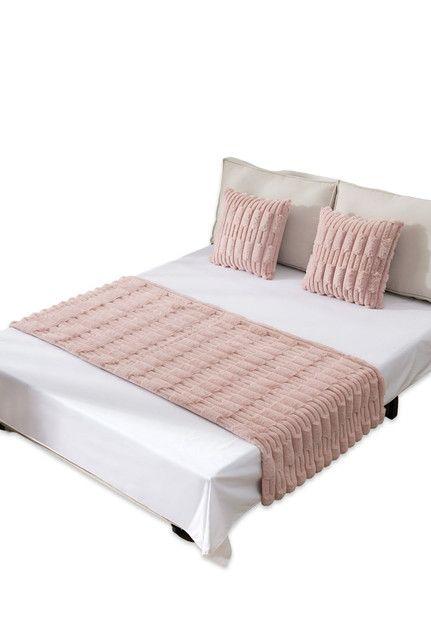 JUEGO DE PIECERA DE CAMA MAS 2 COJIN CON FUNDAS MODELO BAMBÚ ROSADO-2