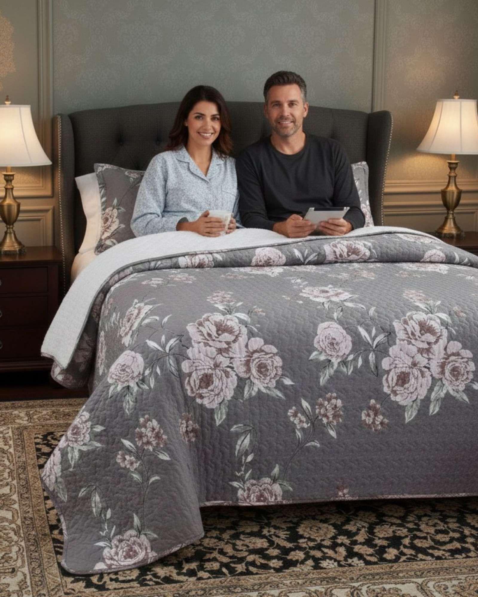 CUBRECAMA QUILT CON SHERPA 2 PLAZA 230 CM X 250 CM B31-2