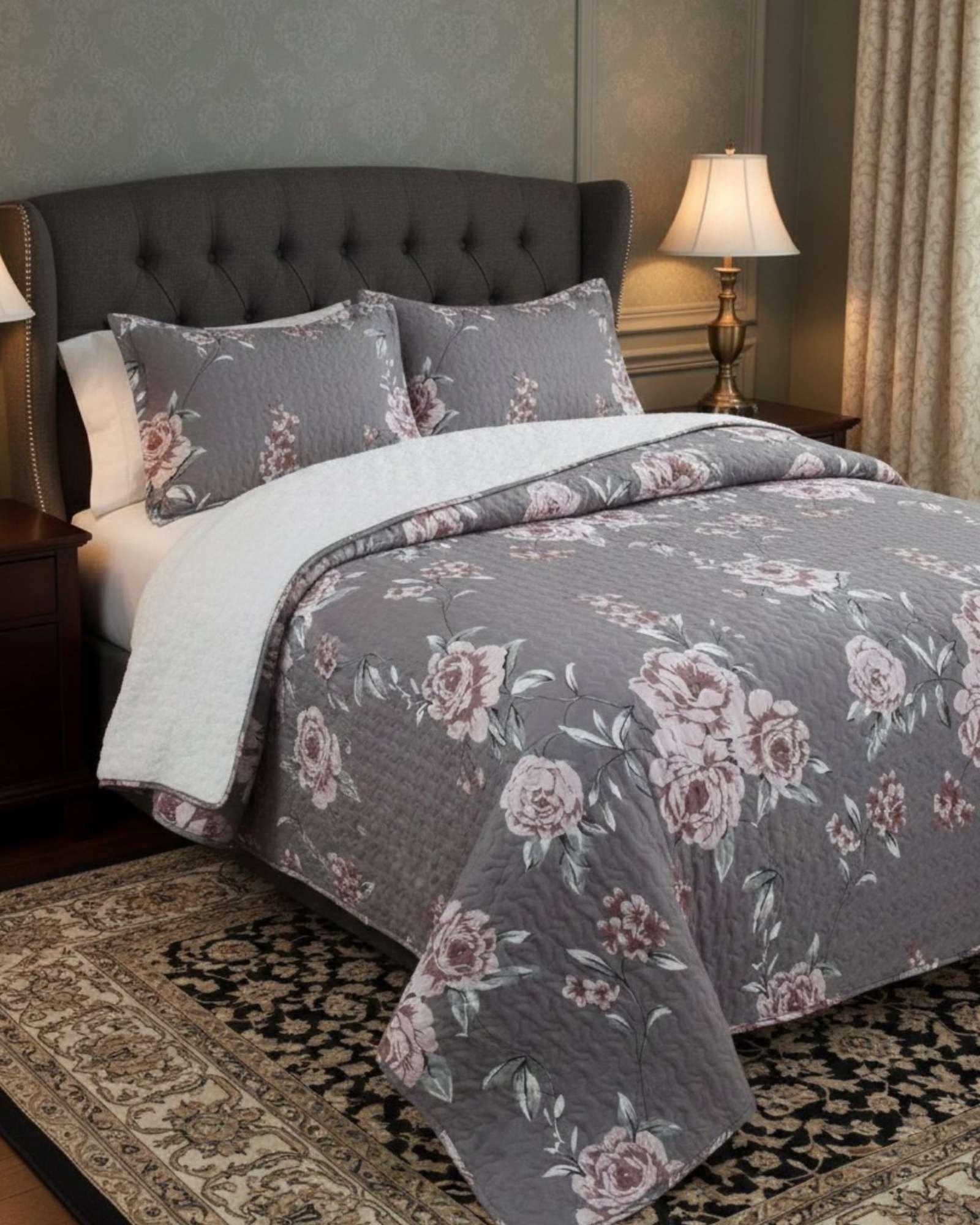 CUBRECAMA QUILT CON SHERPA 2 PLAZA 230 CM X 250 CM B31-3