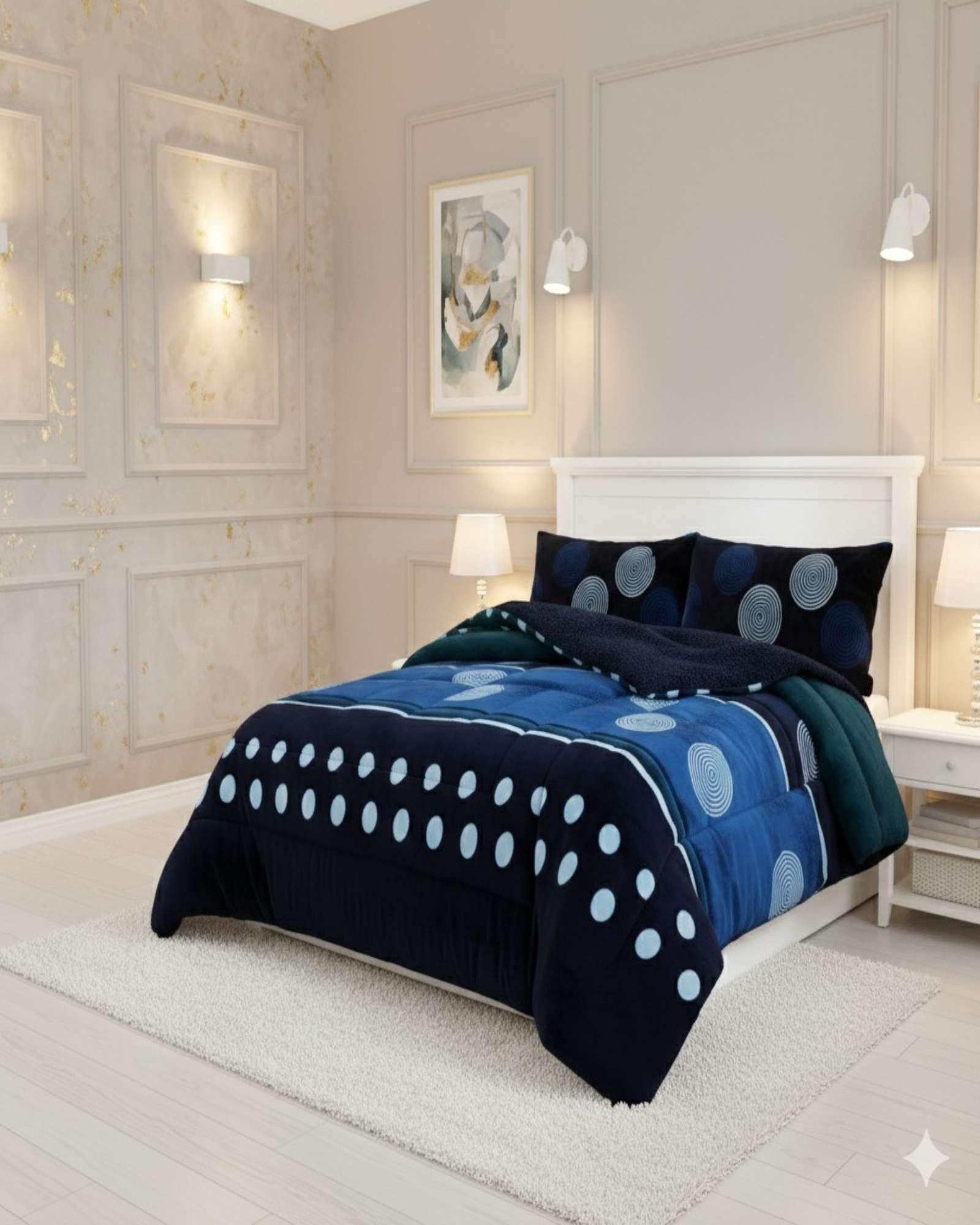 Cubrecama Premium Plush y Chiporro azul King-3