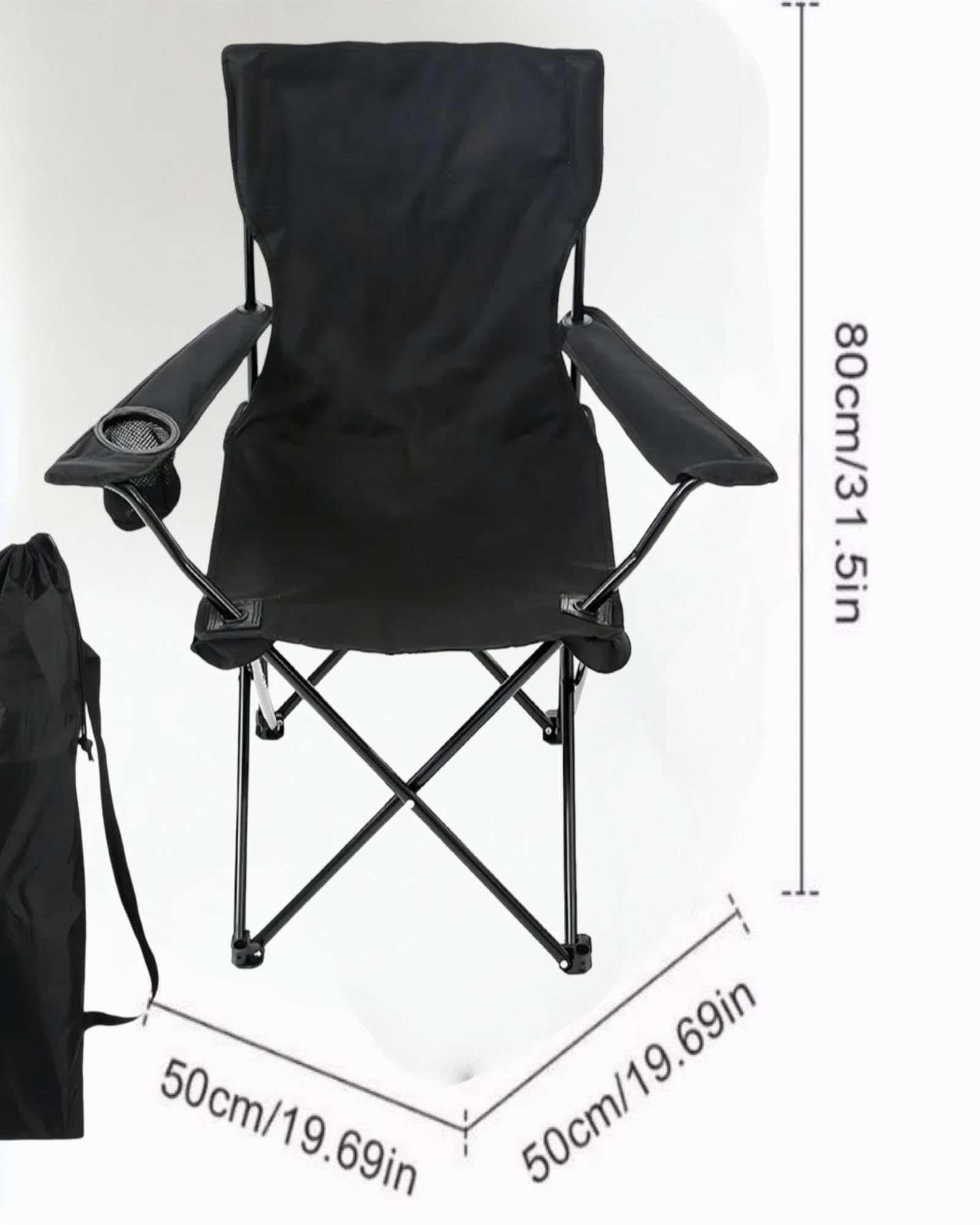 Sillas De Playa o Camping Plegable con Porta Vaso Negro-2