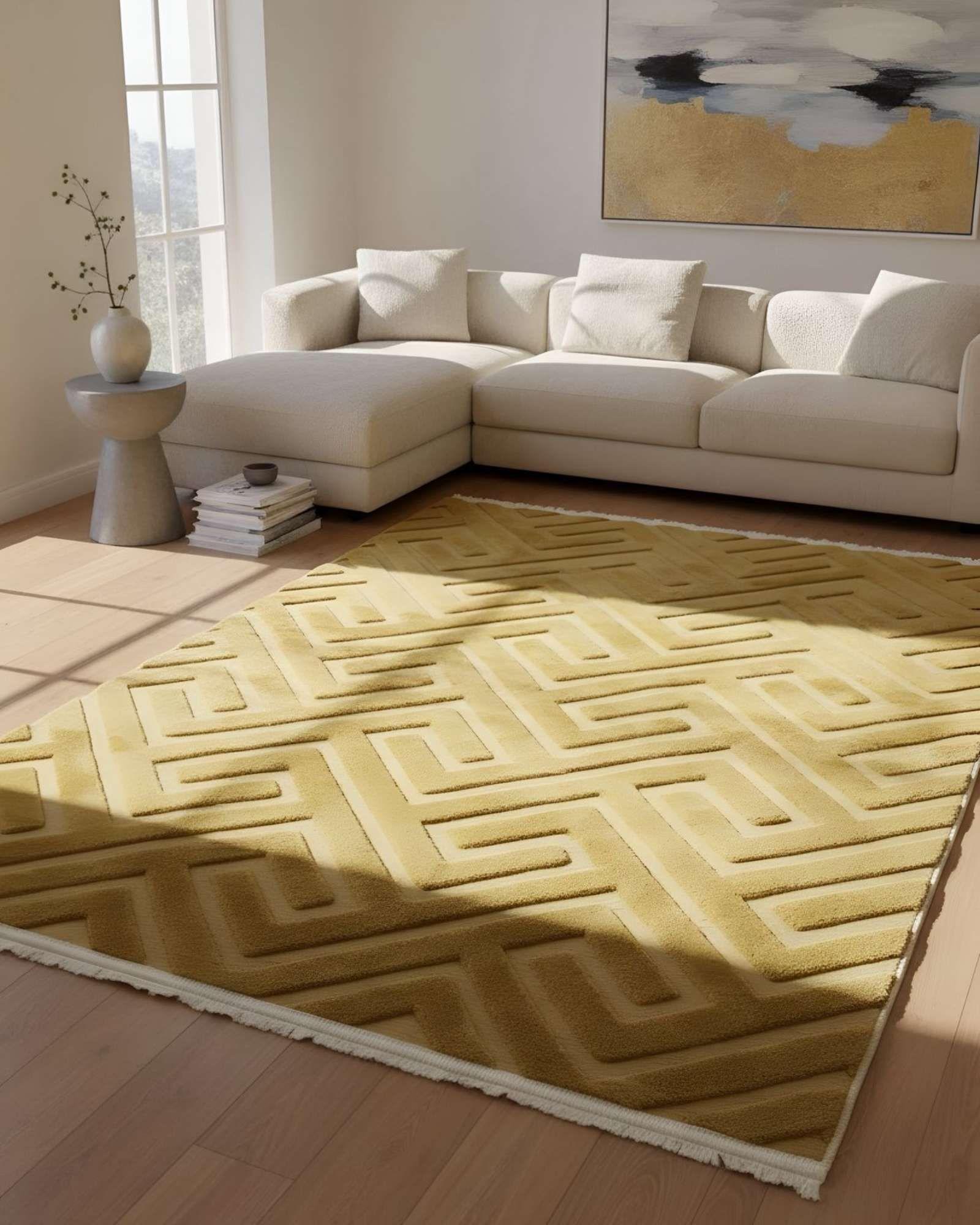 ALFOMBRA JACQUARD TEXTURIZADA CON DISEÑO Y FLECOS 150X200 CM A4-2