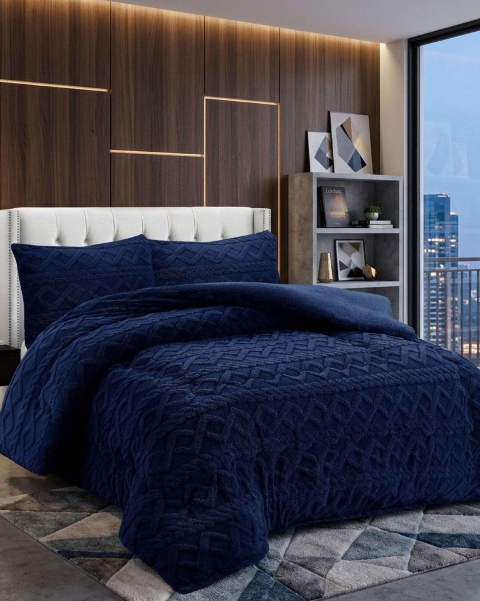 Juego de Cubrecama Sherpa con Relieve Trenzado  Plaza y Media A04-2