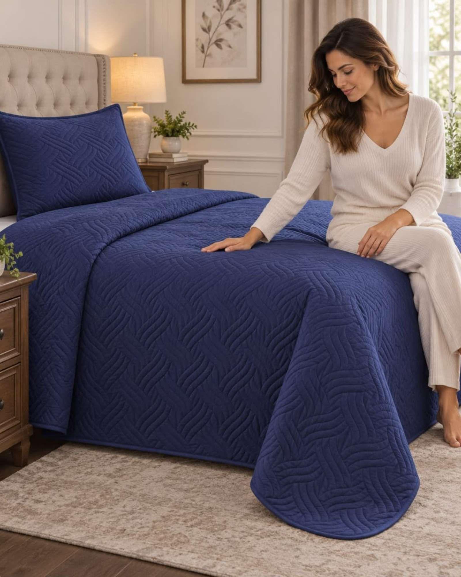Cubrecama Quilt de Plaza y Media Con Funda De Almohada C21-2