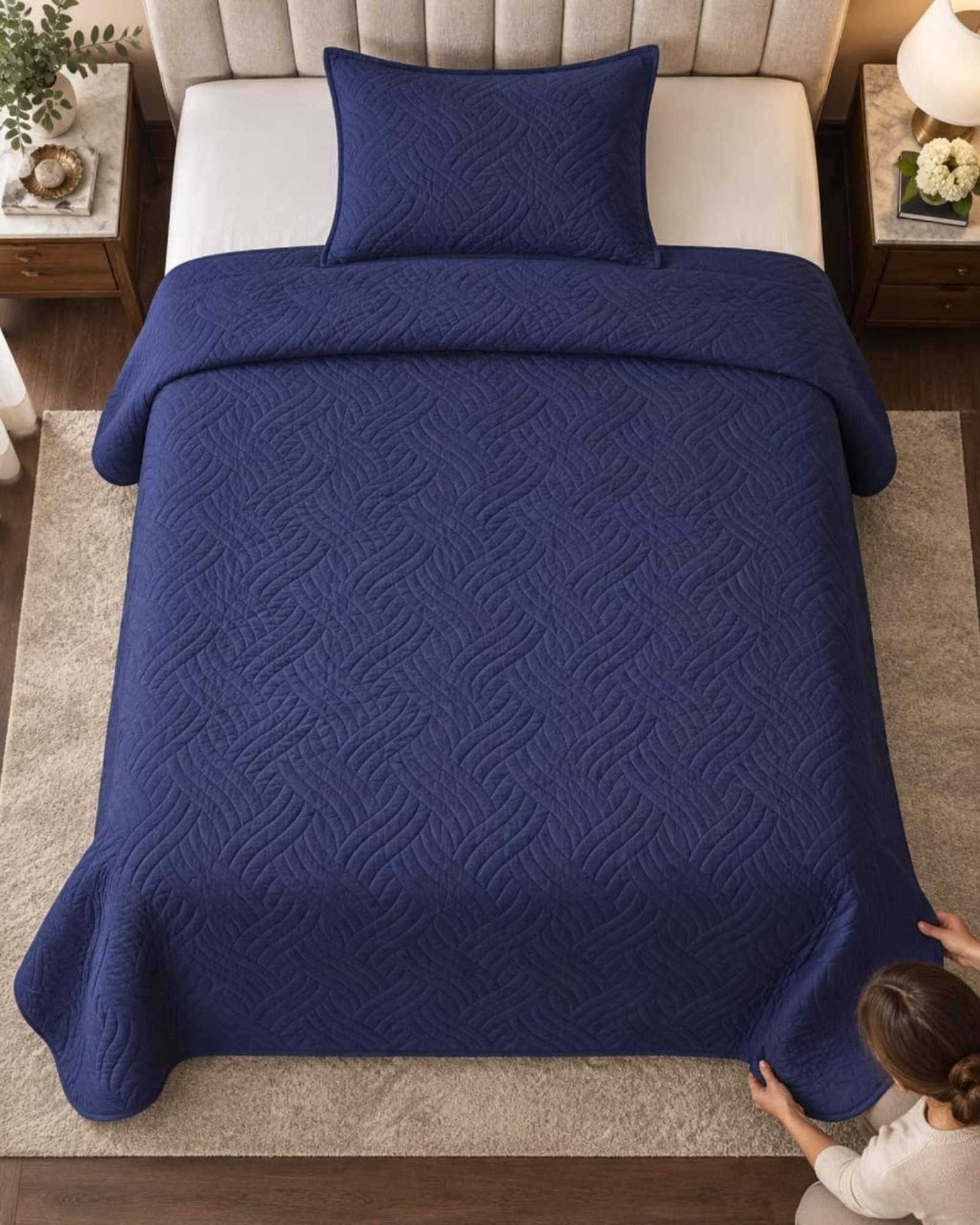 Cubrecama Quilt de Plaza y Media Con Funda De Almohada C21-3