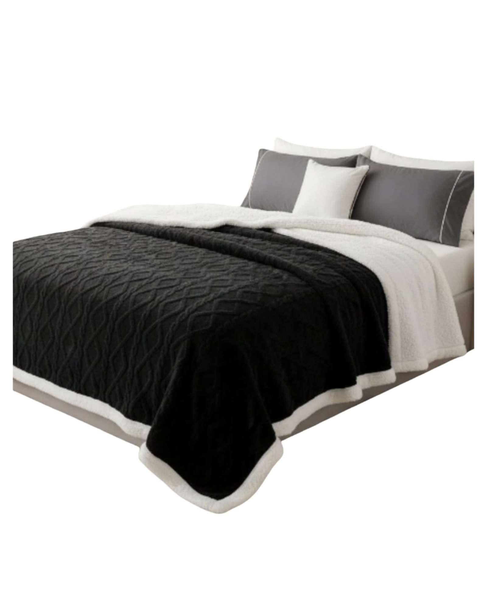 Frazada Manta Polar Sherpa Térmica 2 plaza negro-2