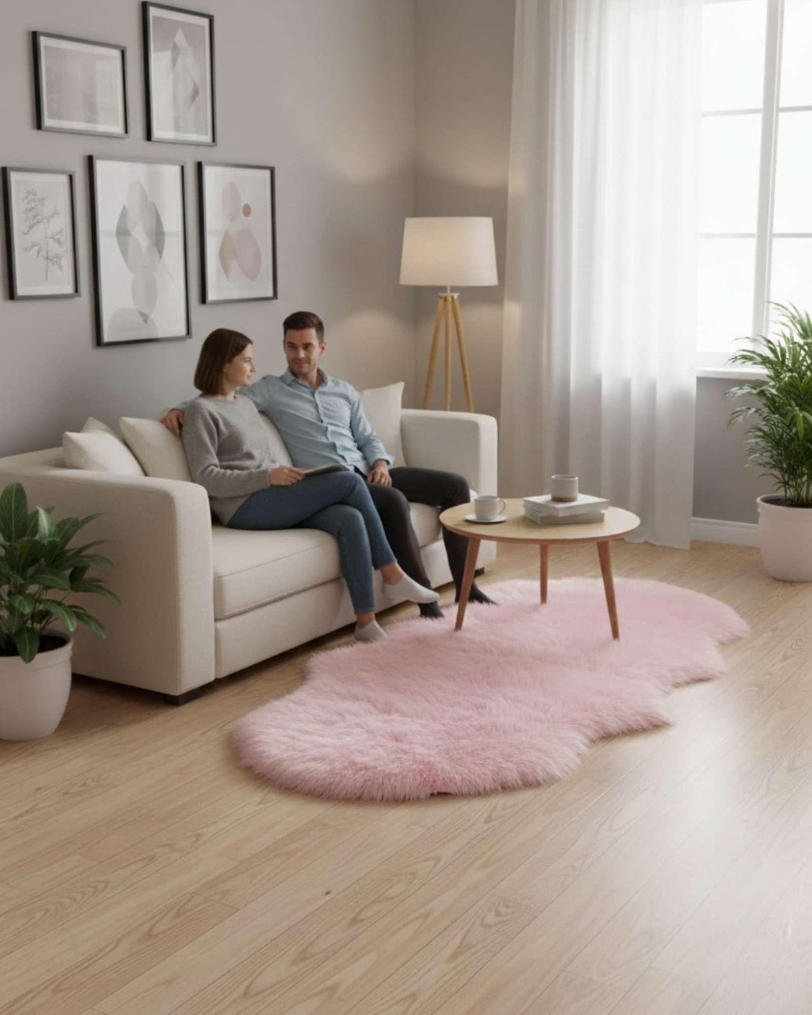 Juego de 2 Bajada de Cama Pelo de Oveja Sintetico Ultra Soft 03-0