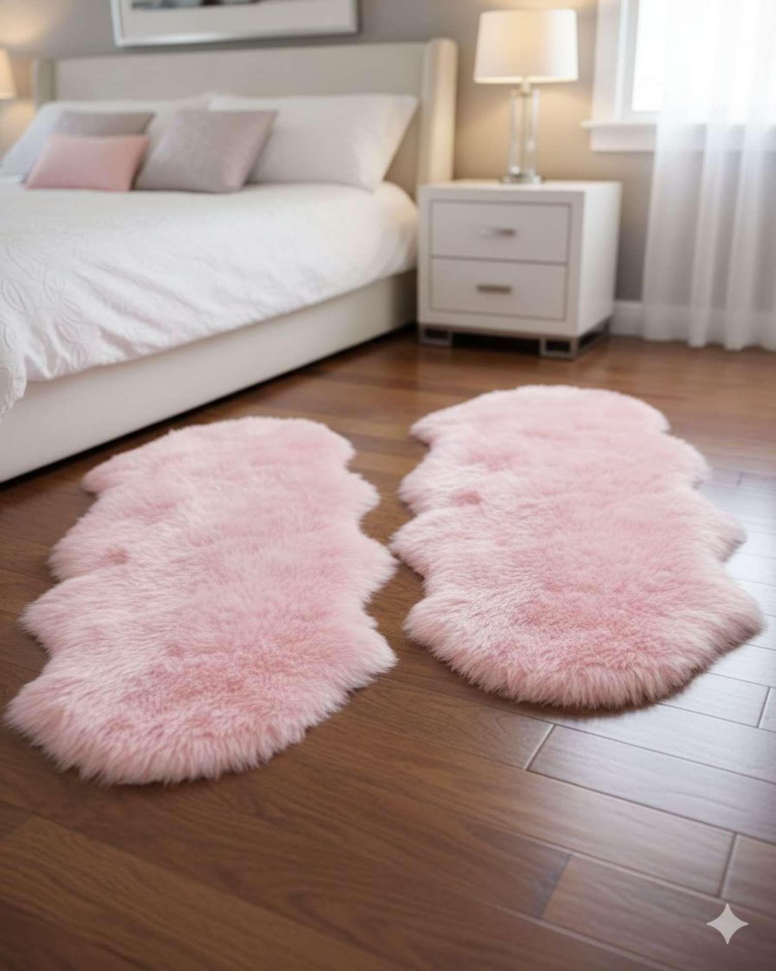 Juego de 2 Bajada de Cama Pelo de Oveja Sintetico Ultra Soft 03-1