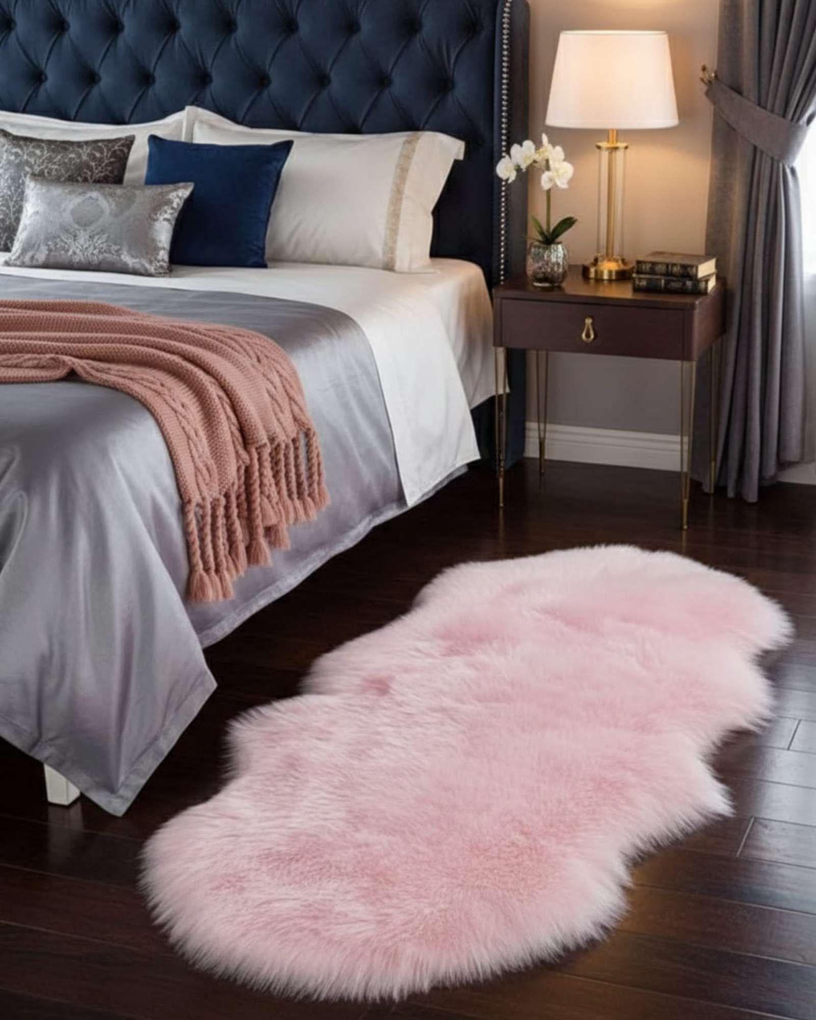 Juego de 2 Bajada de Cama Pelo de Oveja Sintetico Ultra Soft 03-2