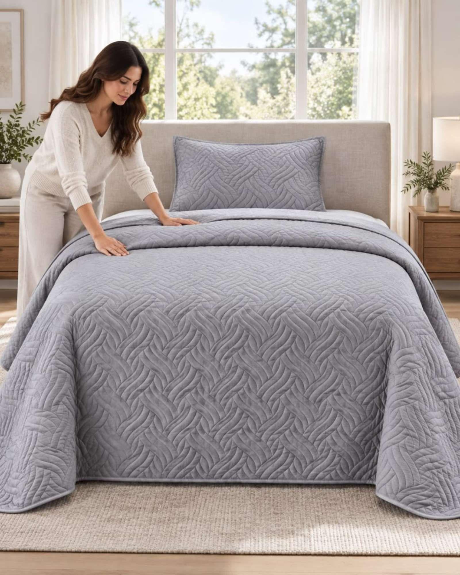 Cubrecama Quilt de Plaza y Media Con Funda De Almohada C22-4