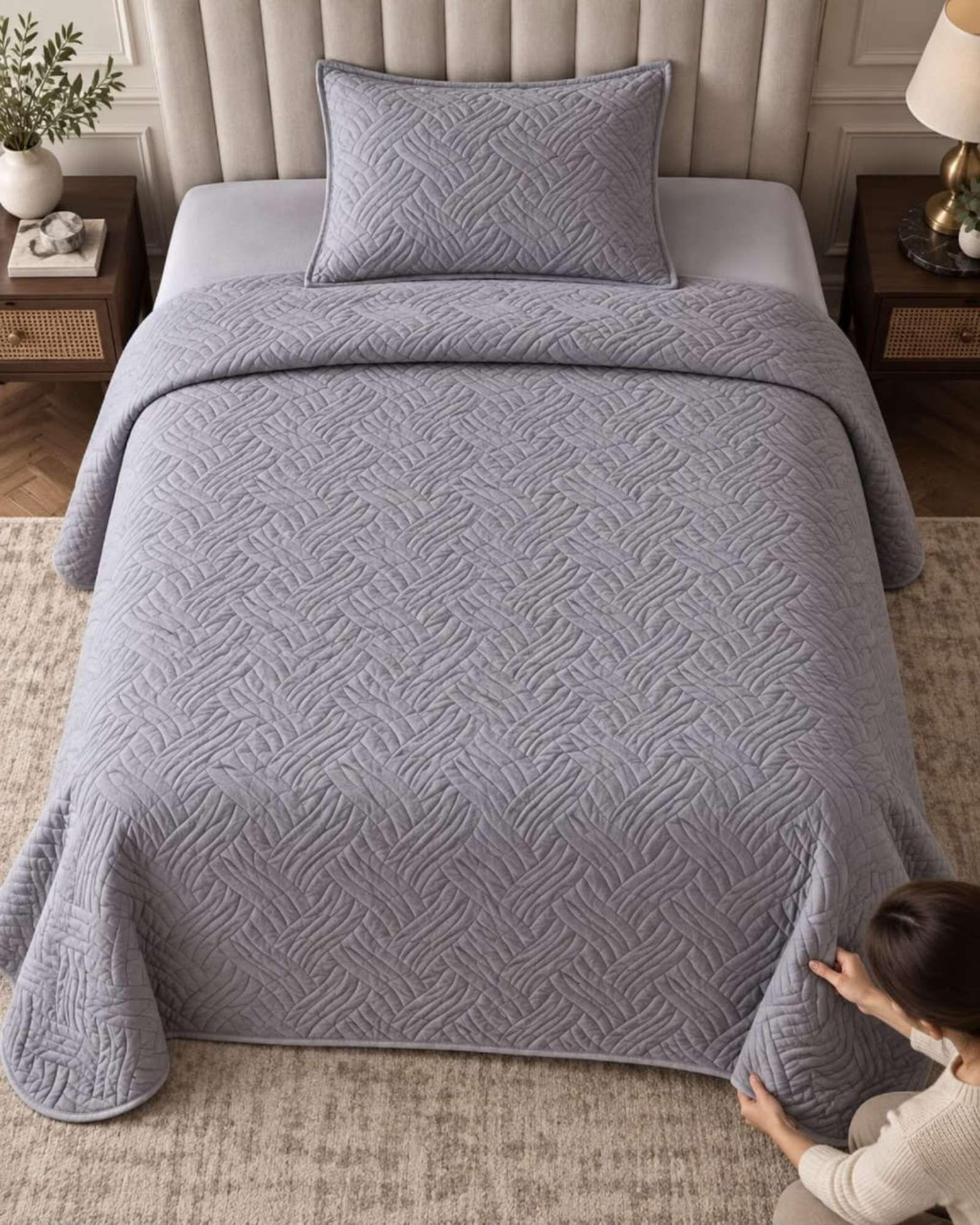 Cubrecama Quilt de Plaza y Media Con Funda De Almohada C22-3