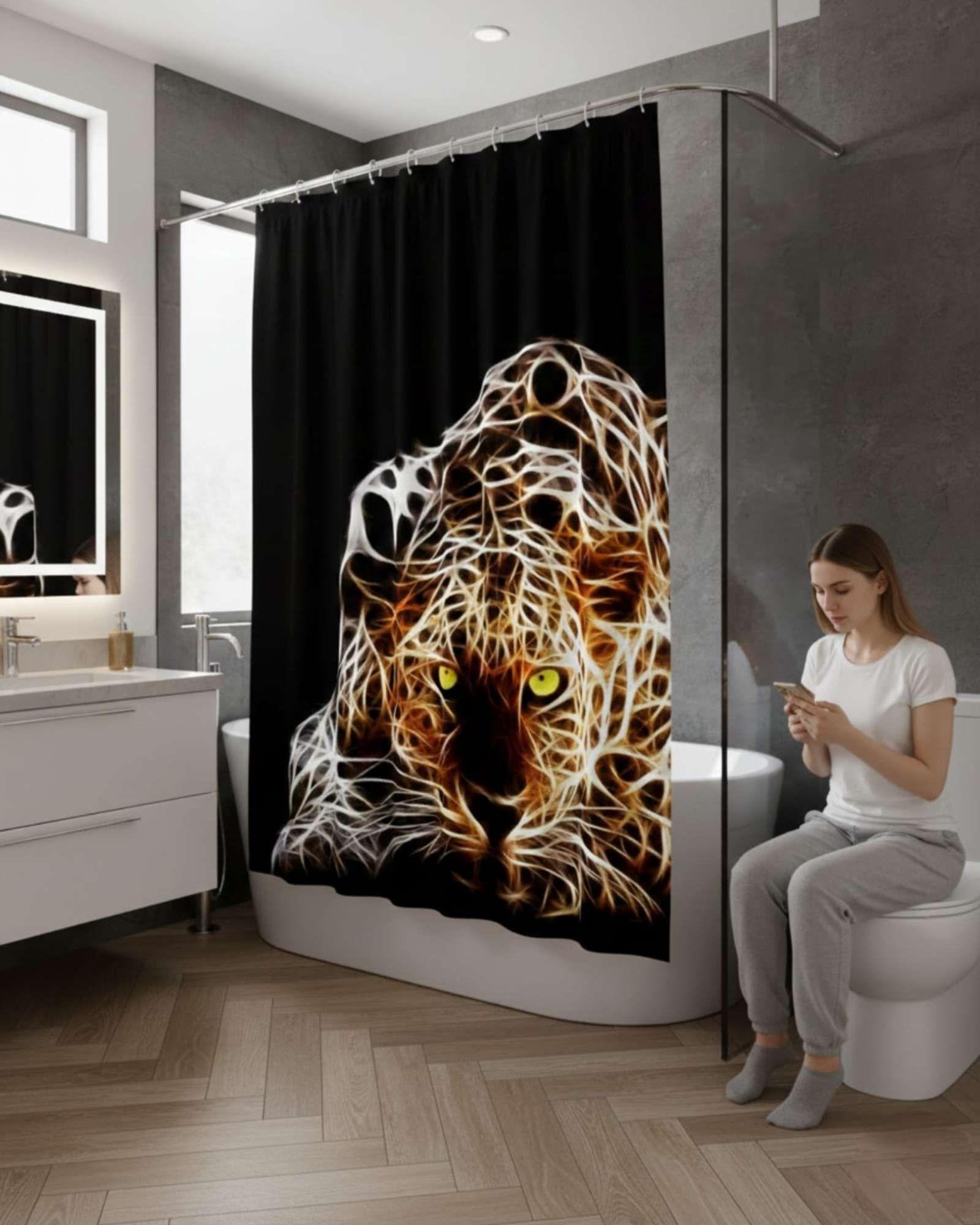 Juego de Cortina de Baño Tela Género + Forro Impermeable T13-3