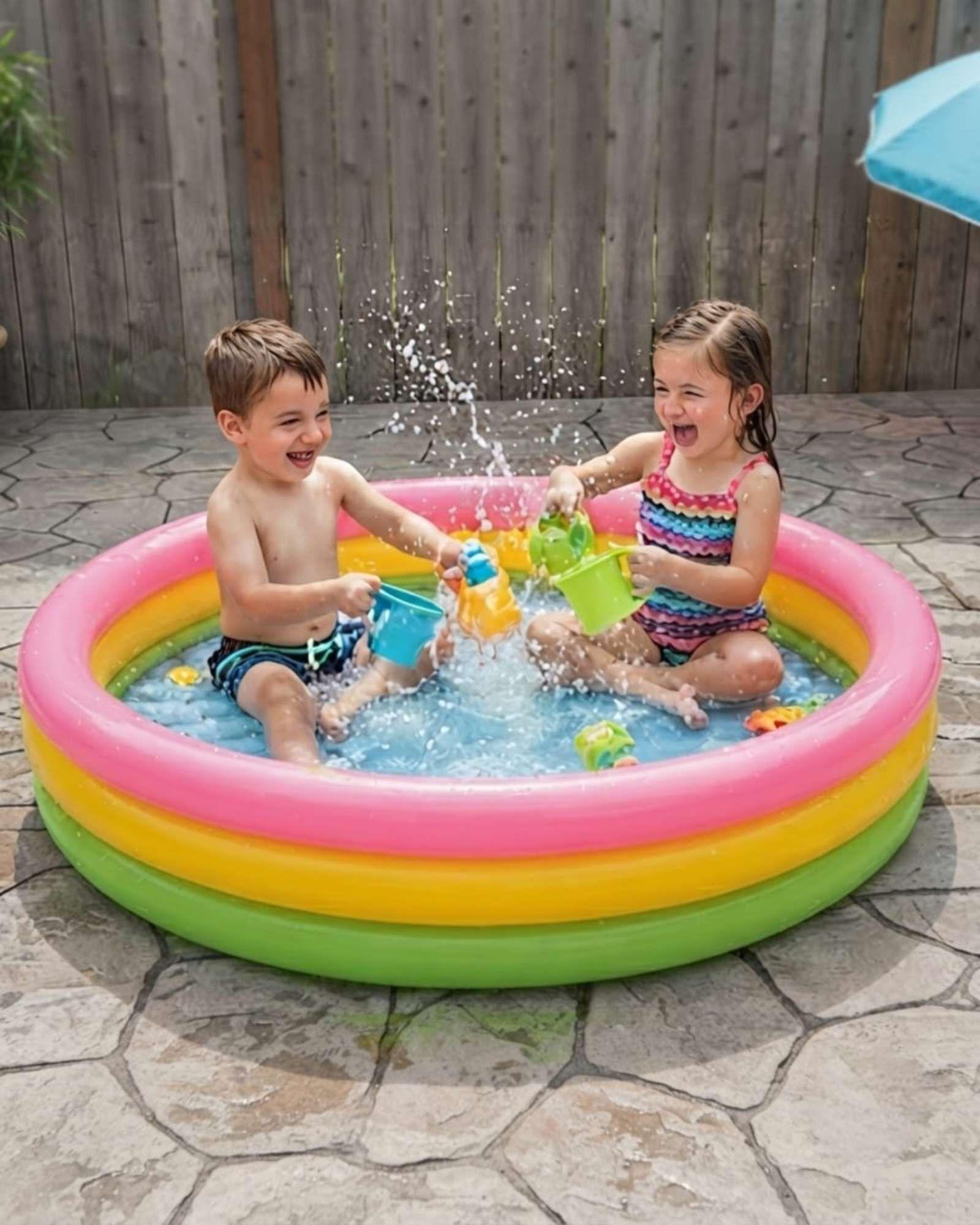 Piscina Infantil Inflable 3 Anillos 114 CM Arcoiris01-2