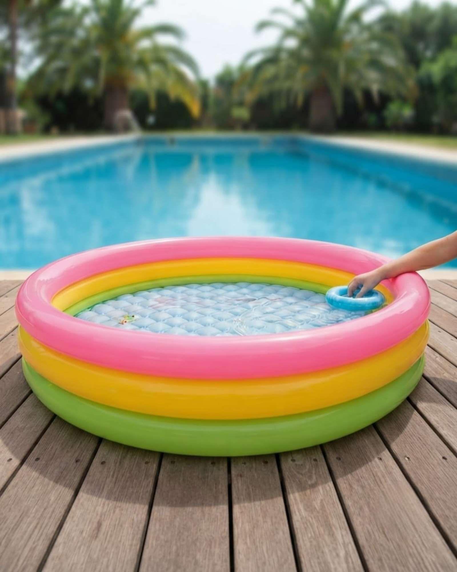 Piscina Infantil Inflable 3 Anillos 114 CM Arcoiris01-3
