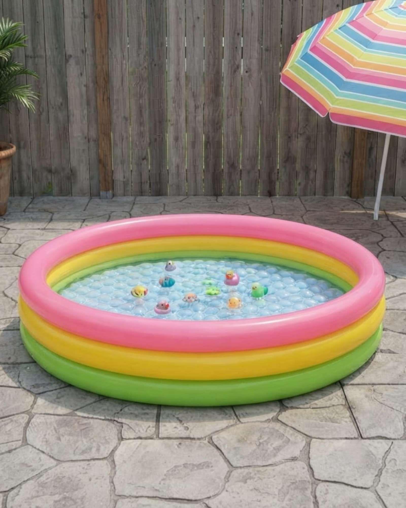Piscina Infantil Inflable 3 Anillos 114 CM Arcoiris01-5