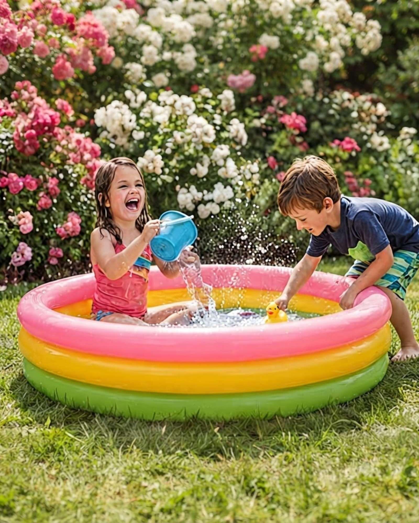 Piscina Infantil Inflable 3 Anillos 114 CM Arcoiris01-6