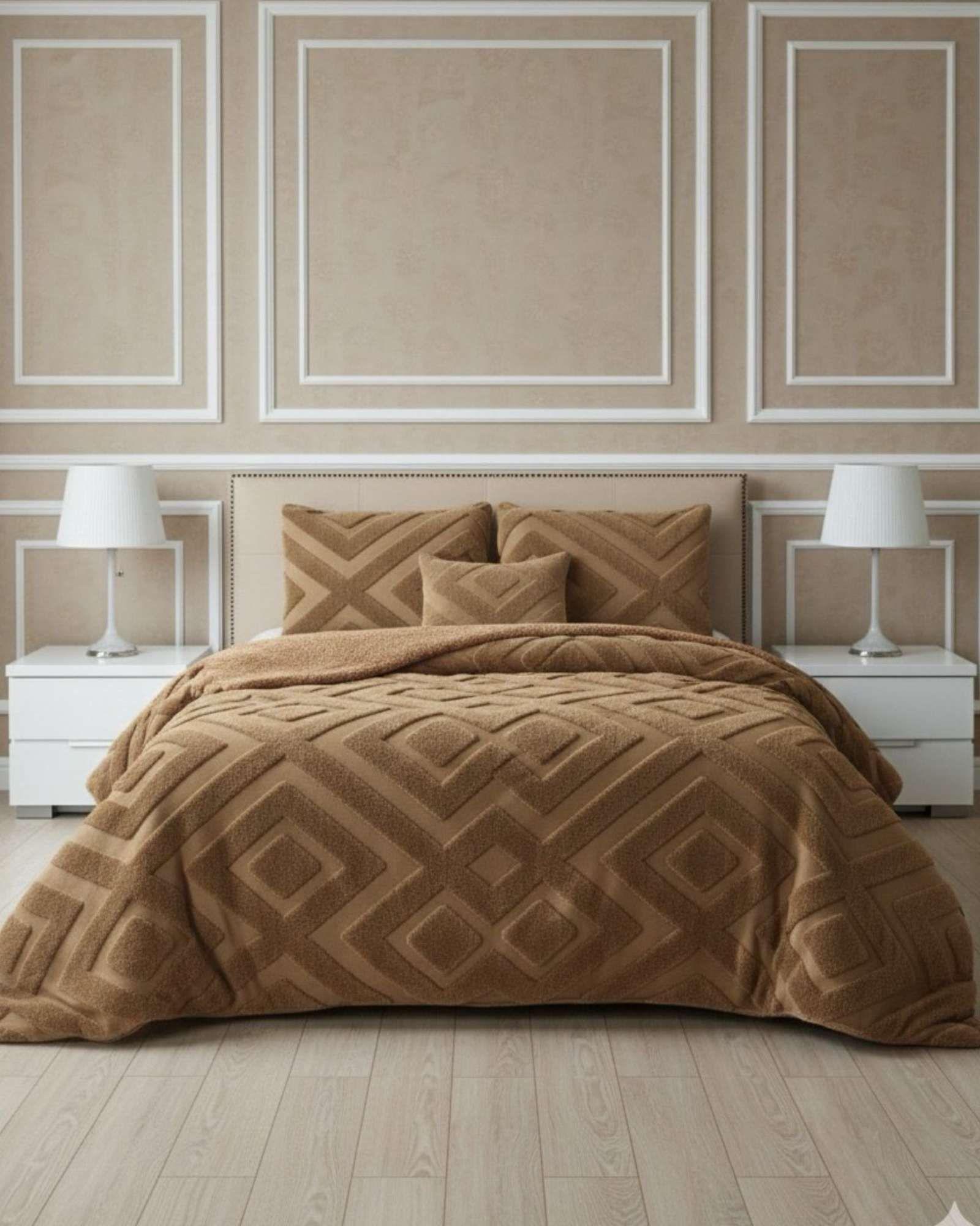 Cubrecama Chiporro Diseño Geometrico Suave y Abrigador Plaza y Media A15-2