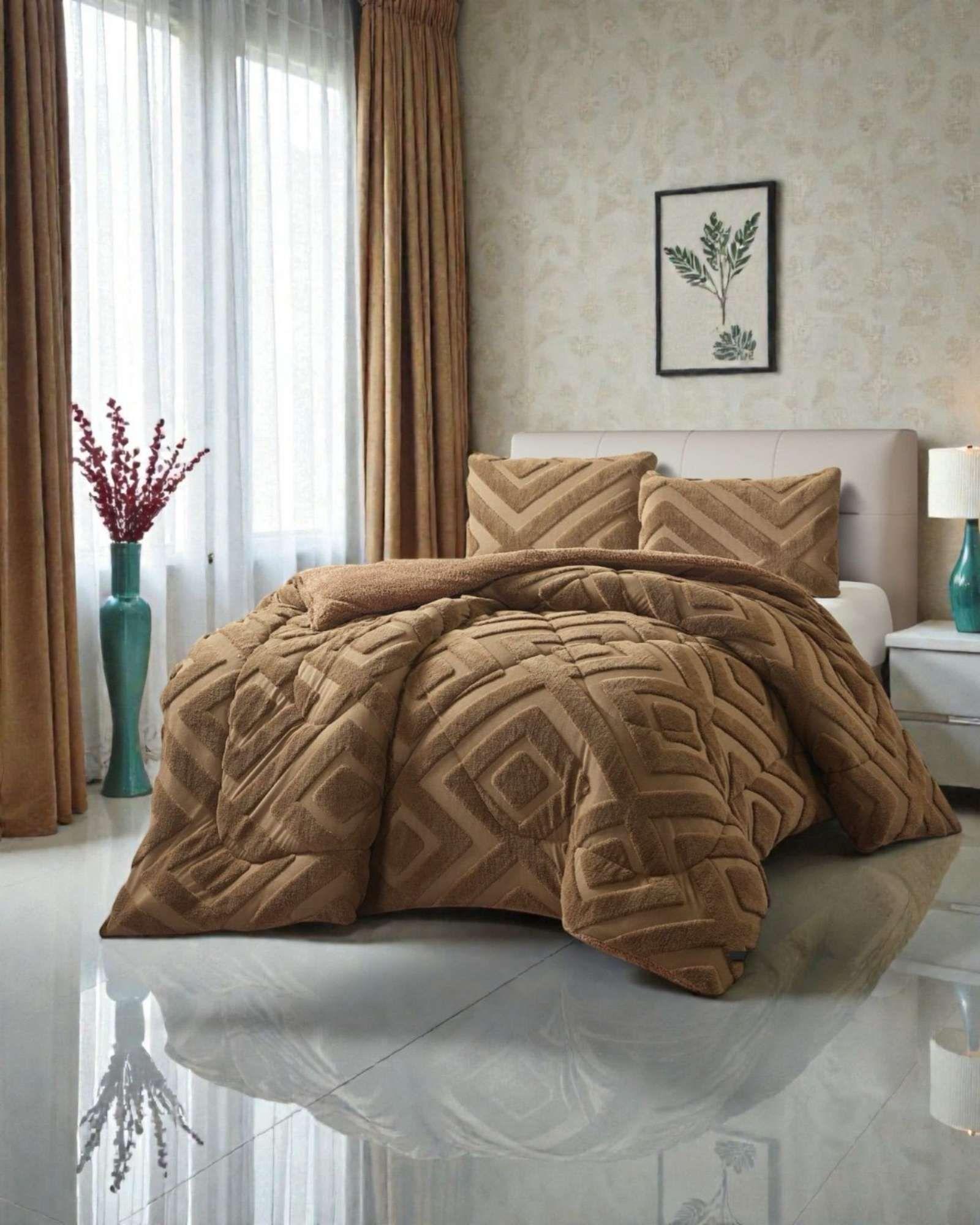 Cubrecama Chiporro Diseño Geometrico Suave y Abrigador Plaza y Media A15-3